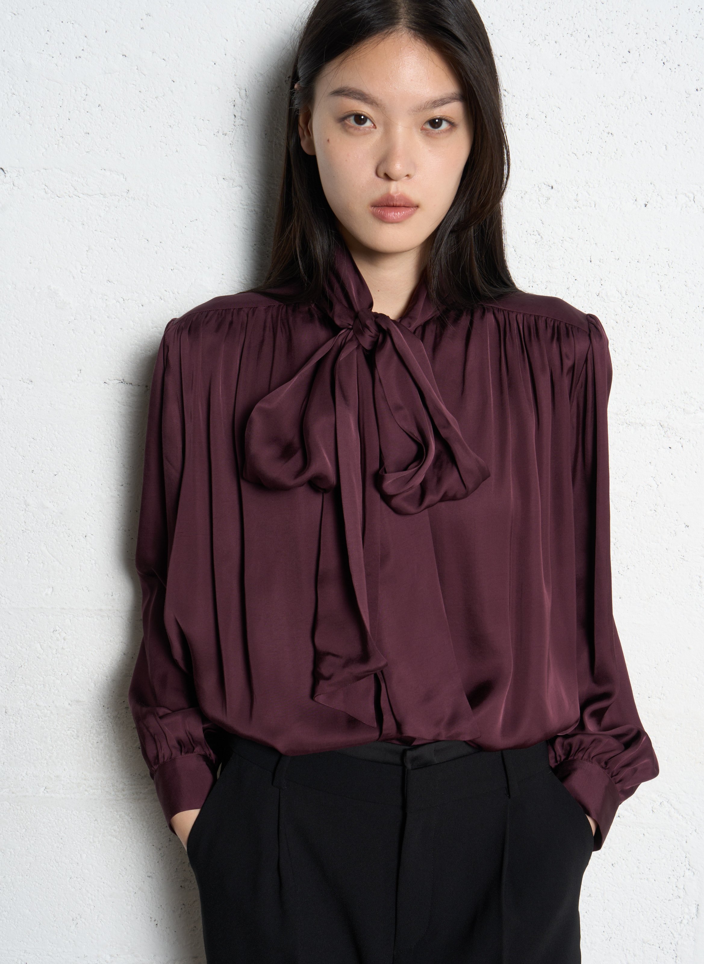 Fließende Bluse mit Band am Kragen IKKS Violett