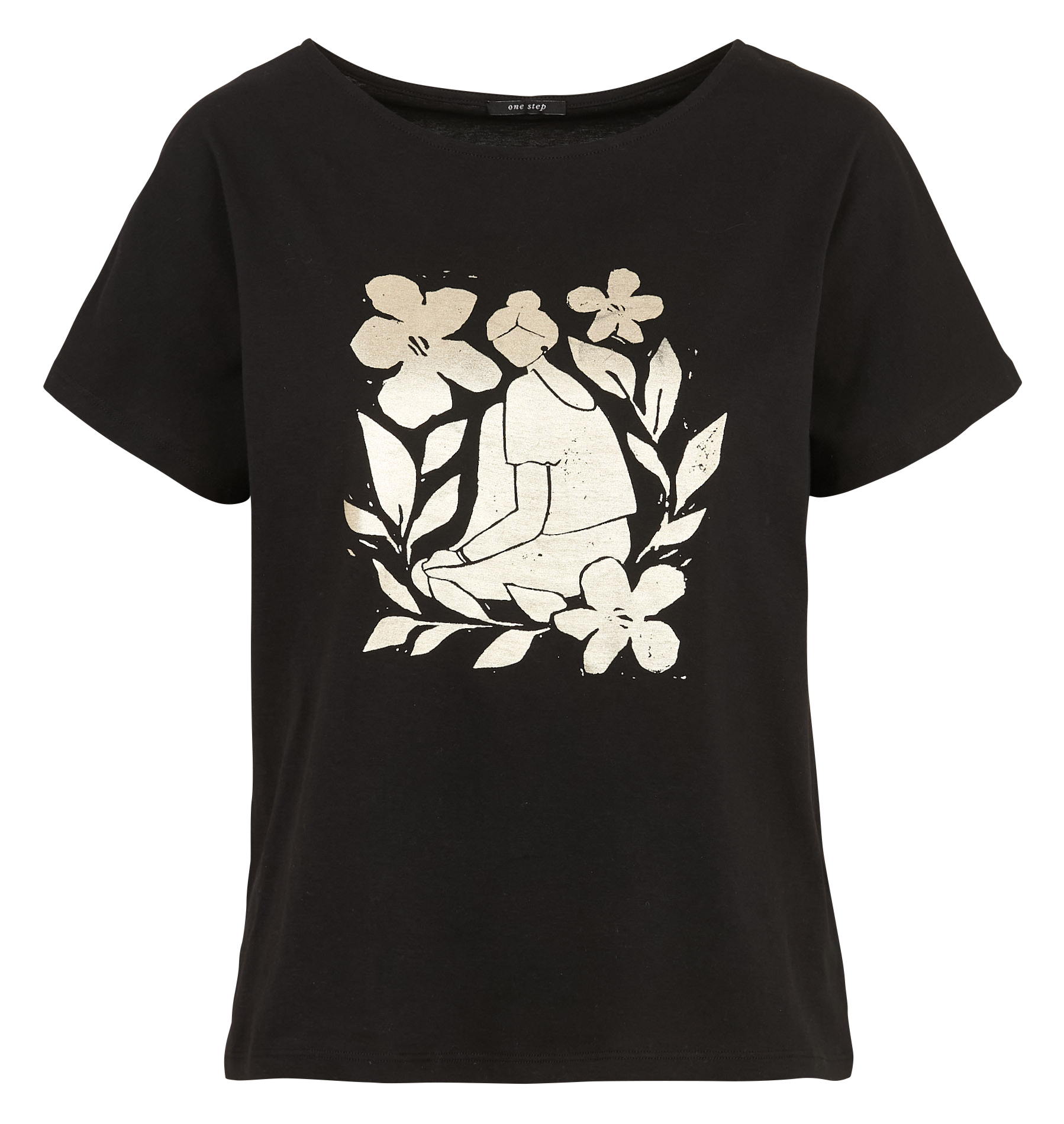 Effen T-shirt ONE STEP Zwart