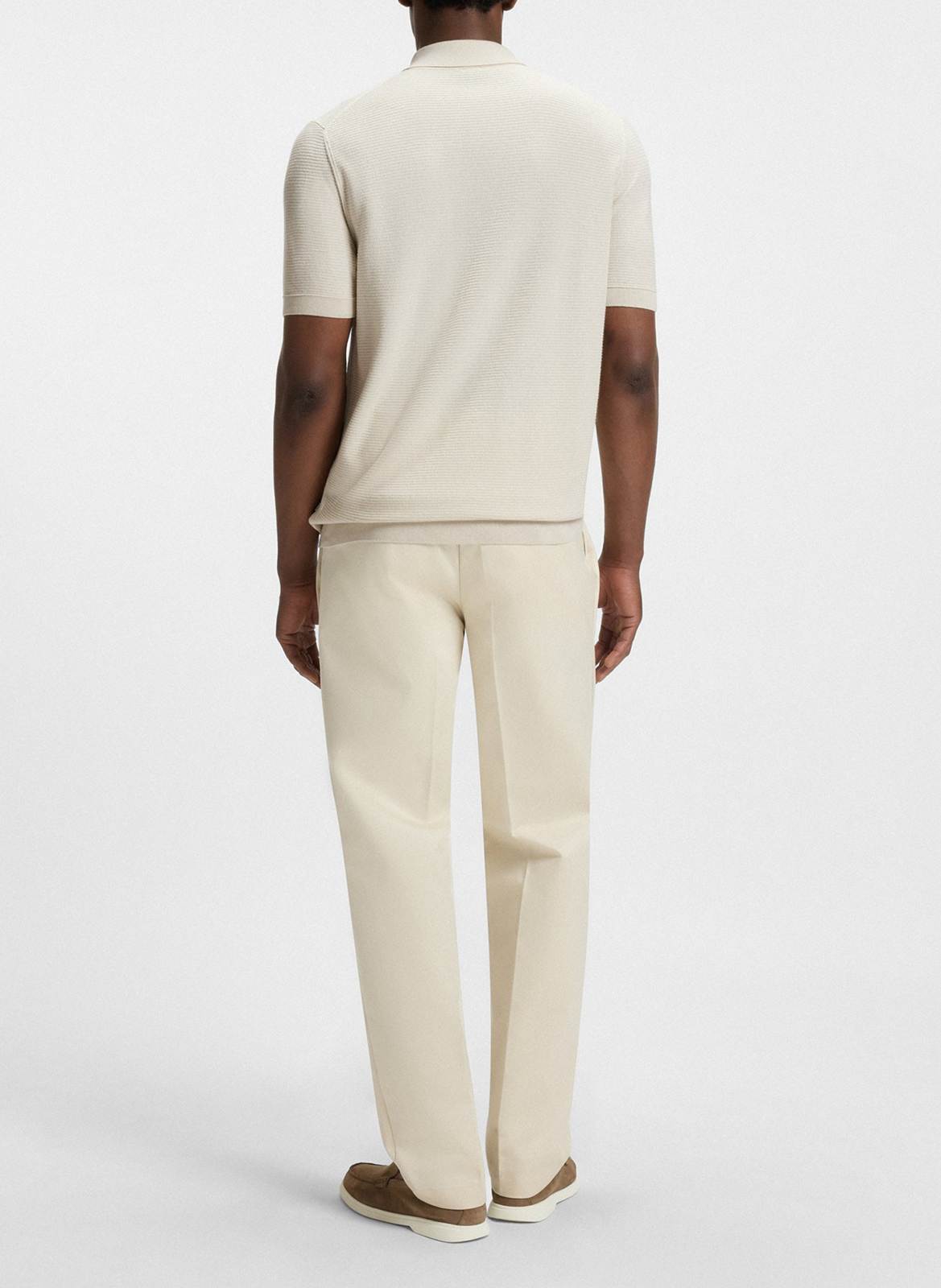 Cotton and linen polo shirt BOSS White