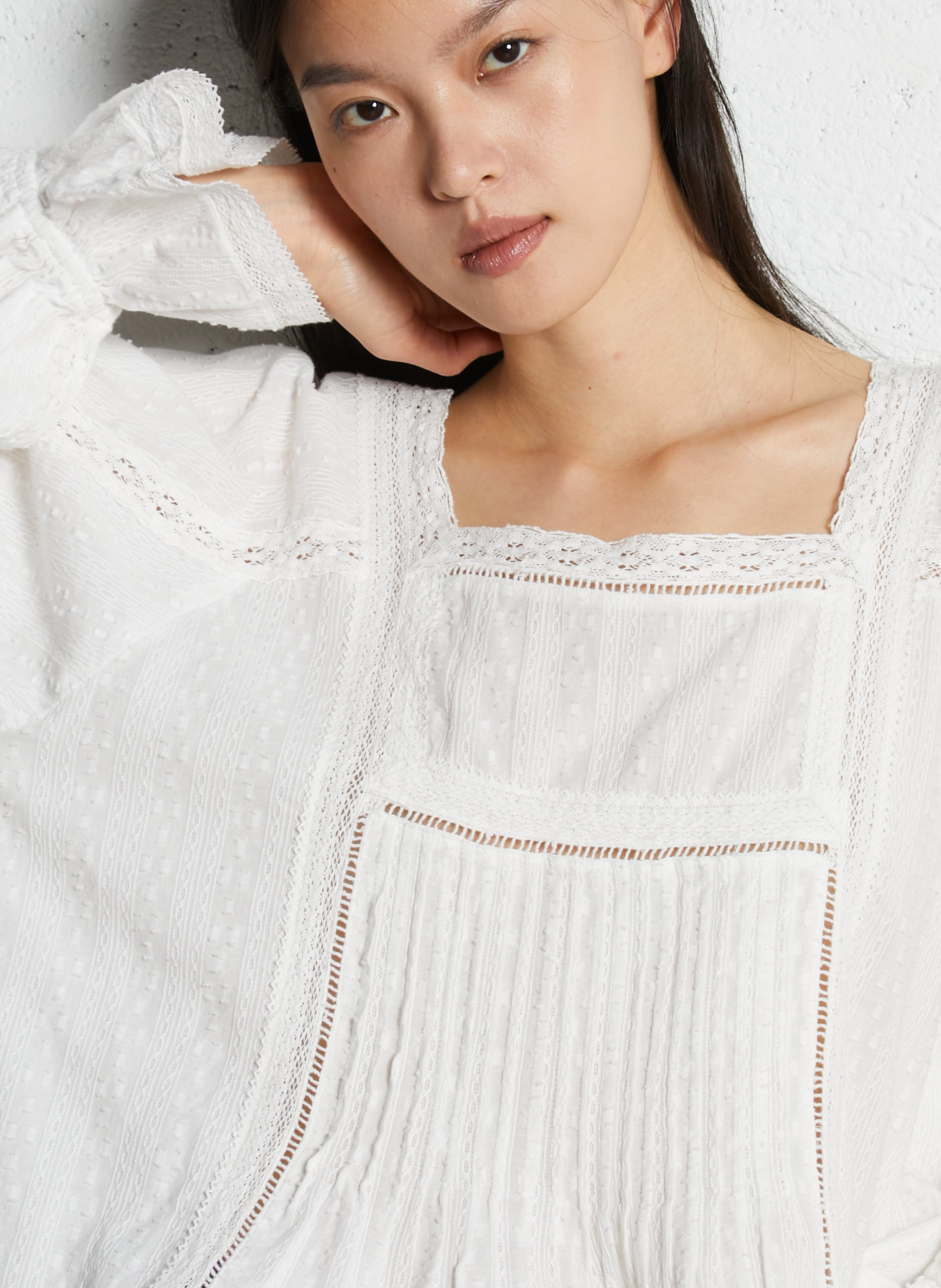 Square neck cotton blouse LOUISE MISHA White