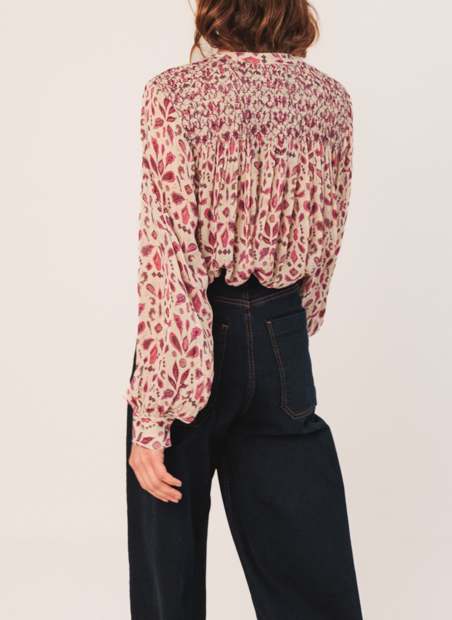 Chemise ample col tunisien imprimée INDI & COLD Rose