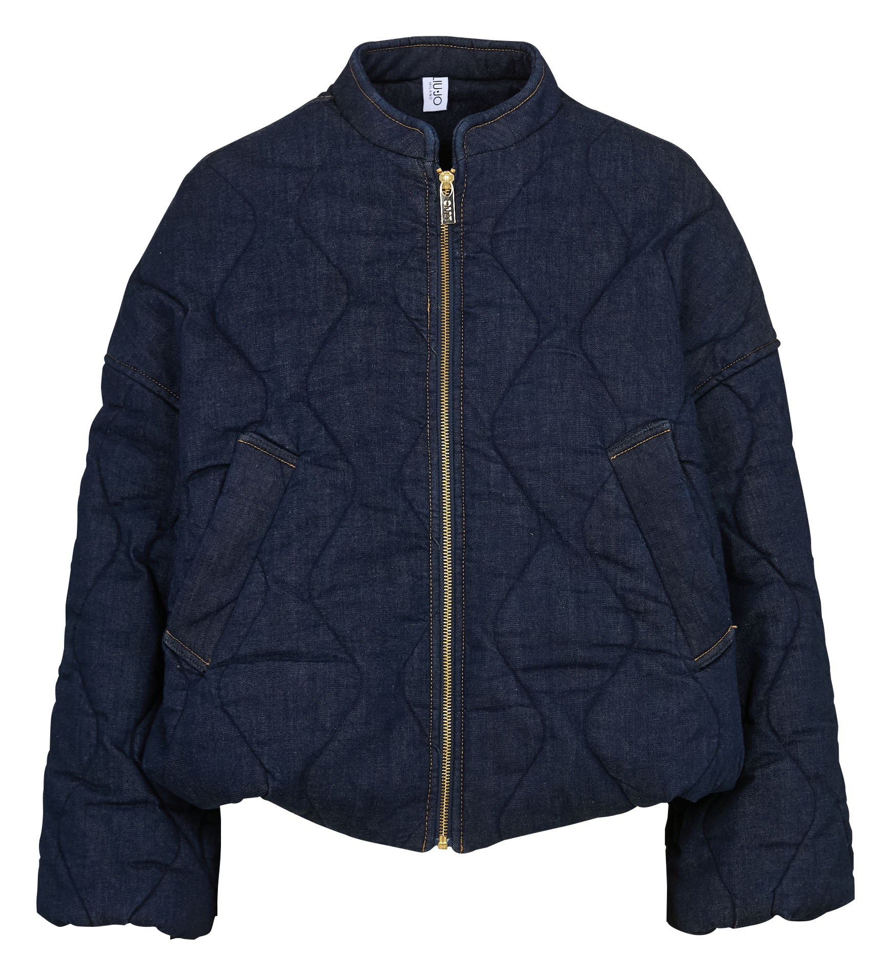 Veste col montant en denim de coton mélangé LIU JO Bleu
