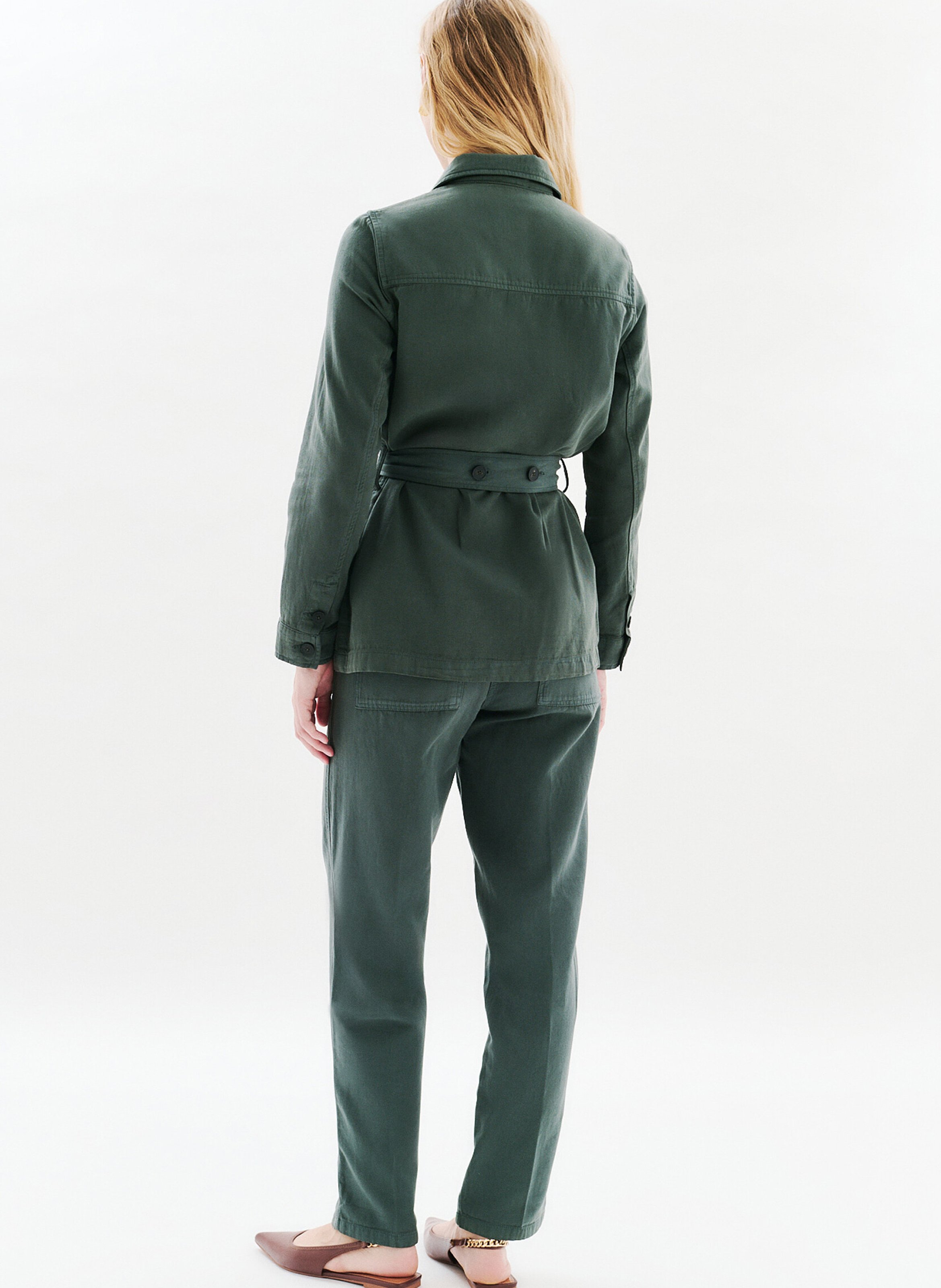 Cotton-blend coat with classic collar CAROLL Green