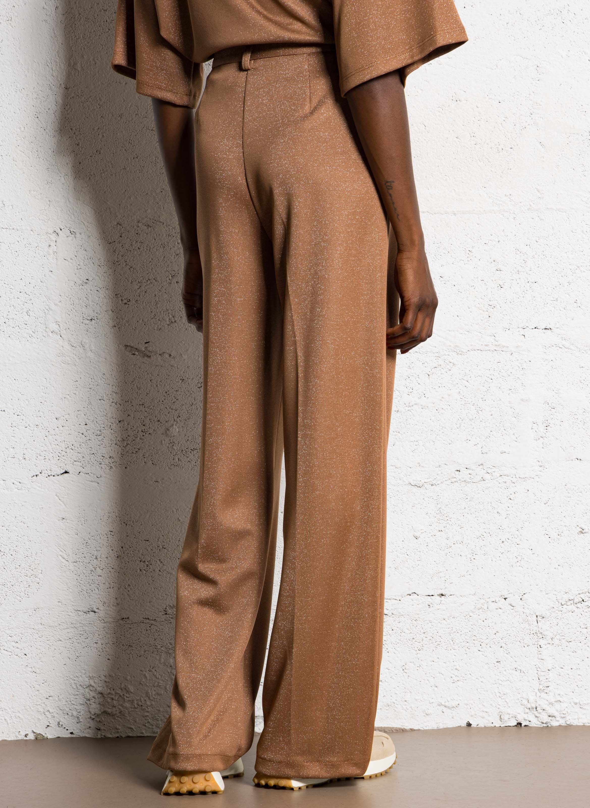 Pantalon droit métallisé IMPERIAL Marron