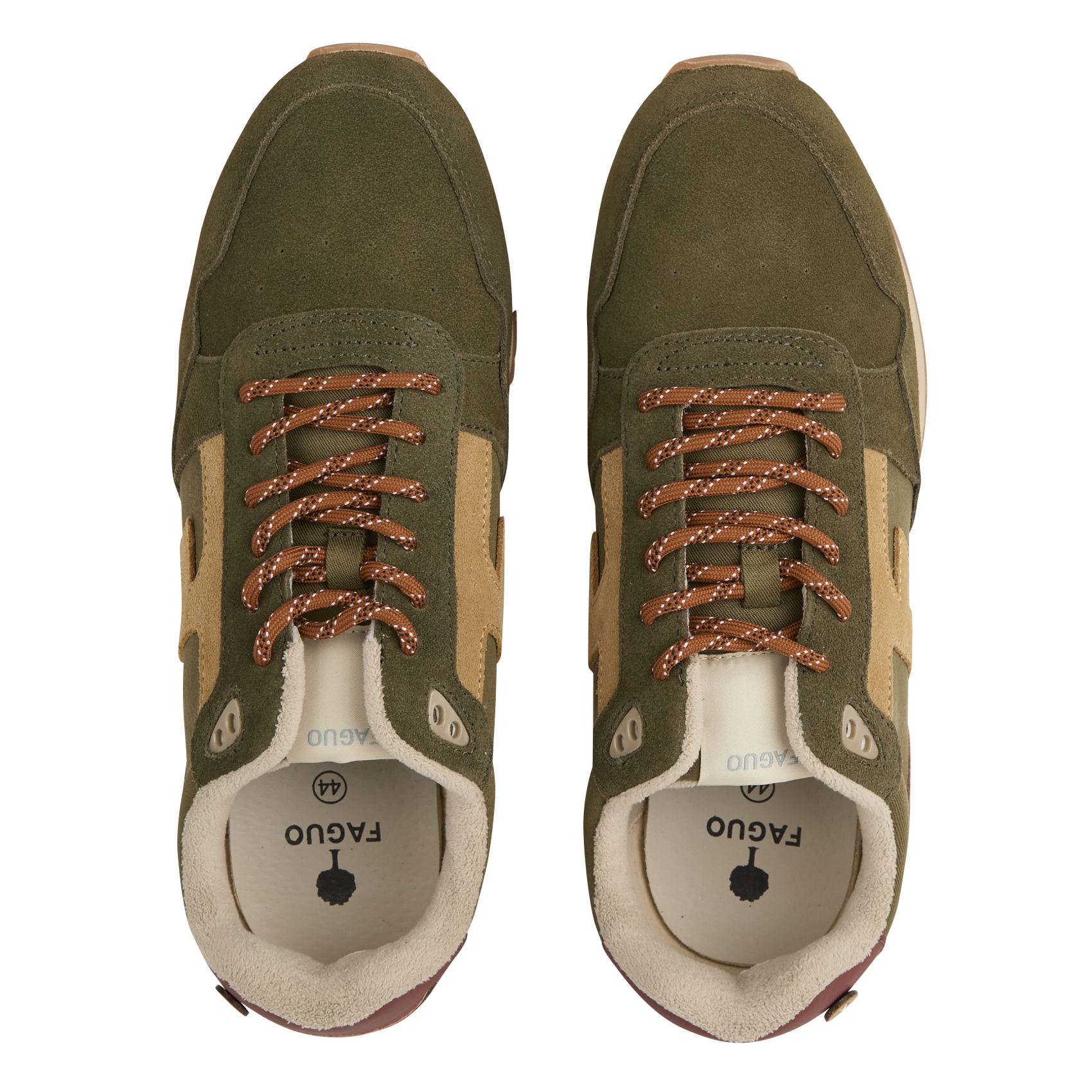 Sneaker aus Leder-Mix FAGUO Khaki