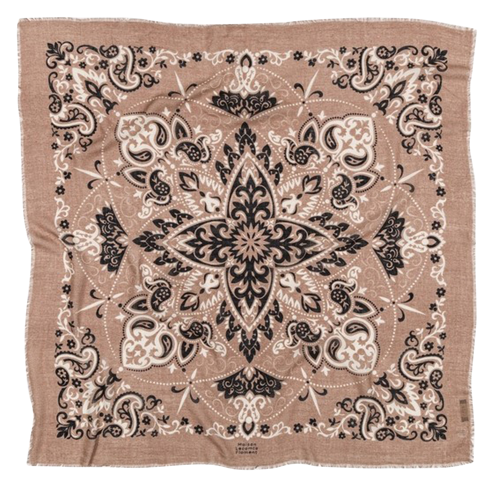 Printed wool and cashmere scarf MAISON LECOMTE FLAMENT Beige