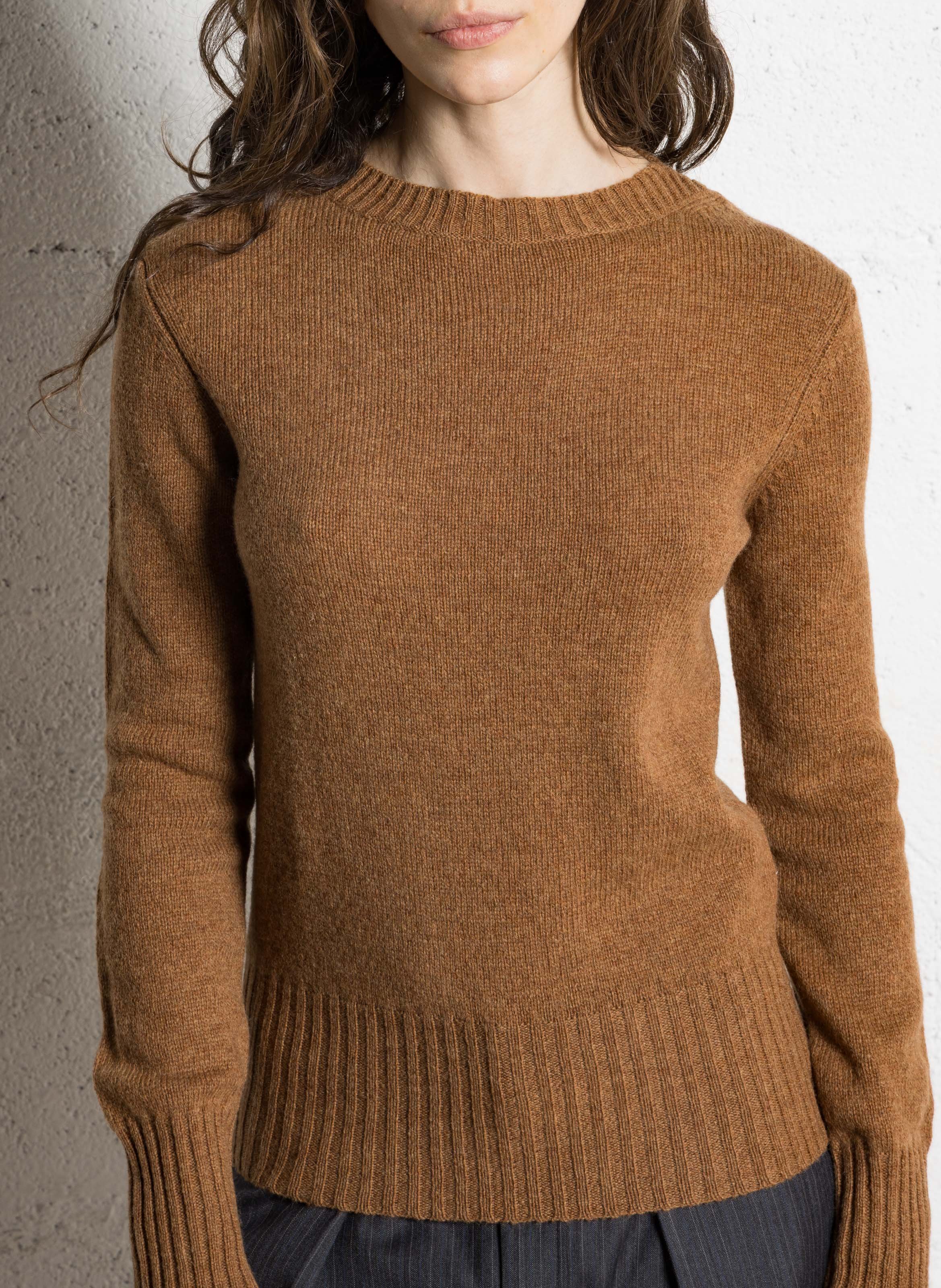 Pull droit col rond en laine SOEUR Beige