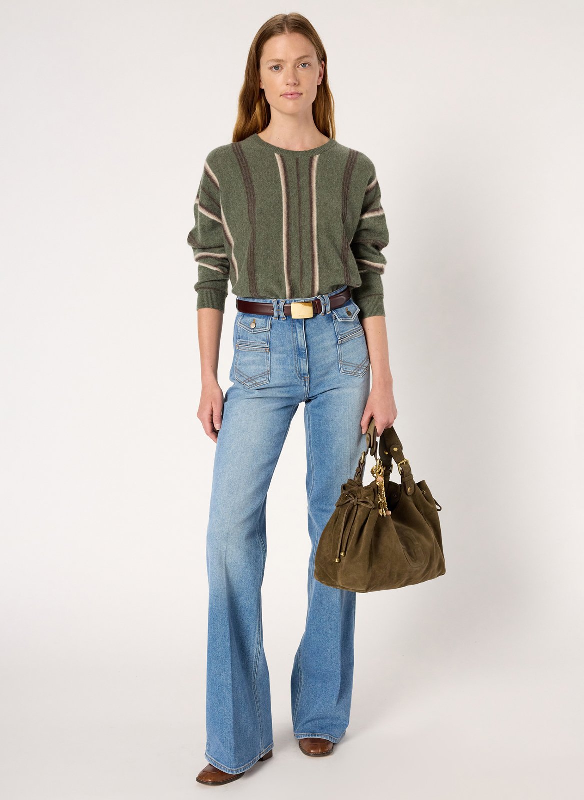 Kasjmier trui met opstaande kraag GERARD DAREL Kaki