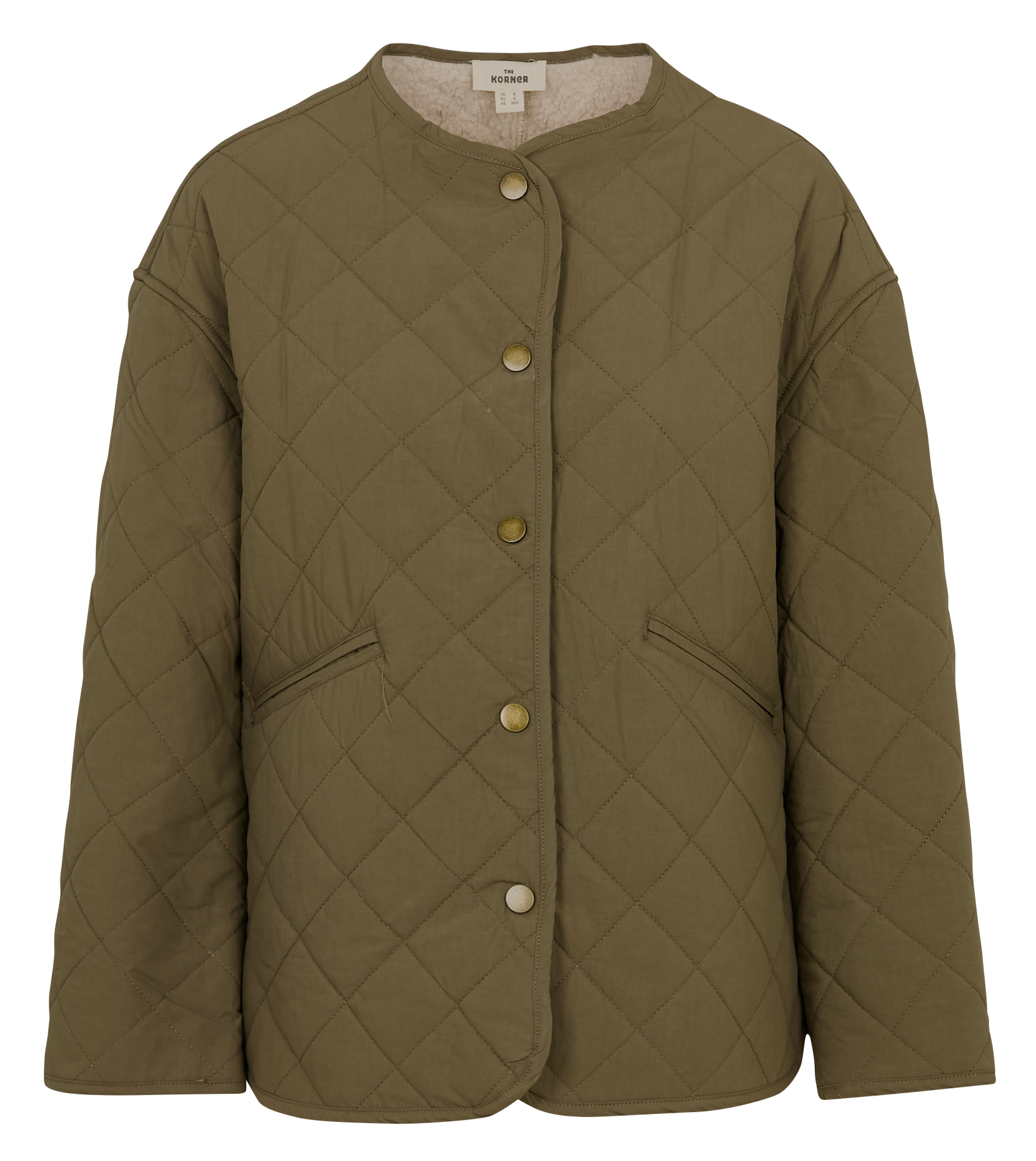 Oversize Rundhalsausschnitt Baumwolljacke THE KORNER Khaki