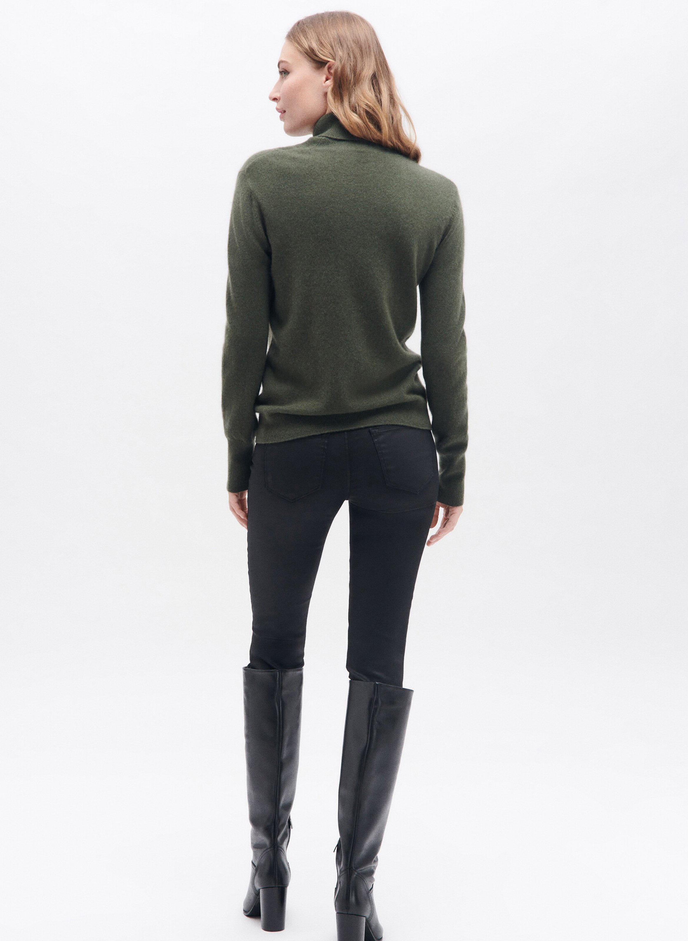 Cashmere straight-cut turtleneck sweater CAROLL Green