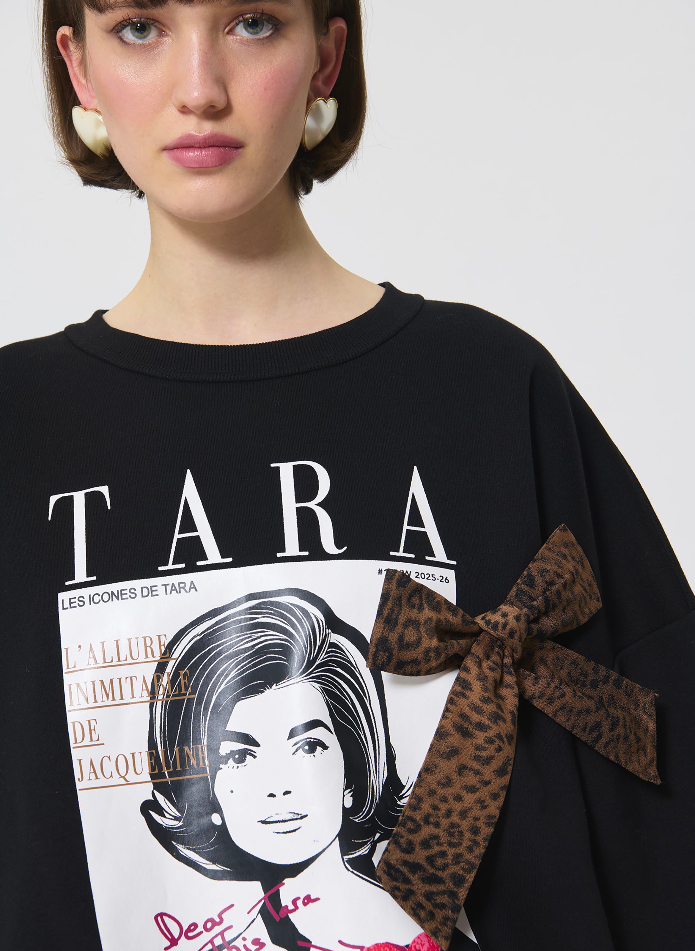 Cotton-mix round-neck sweatshirt TARA JARMON Black