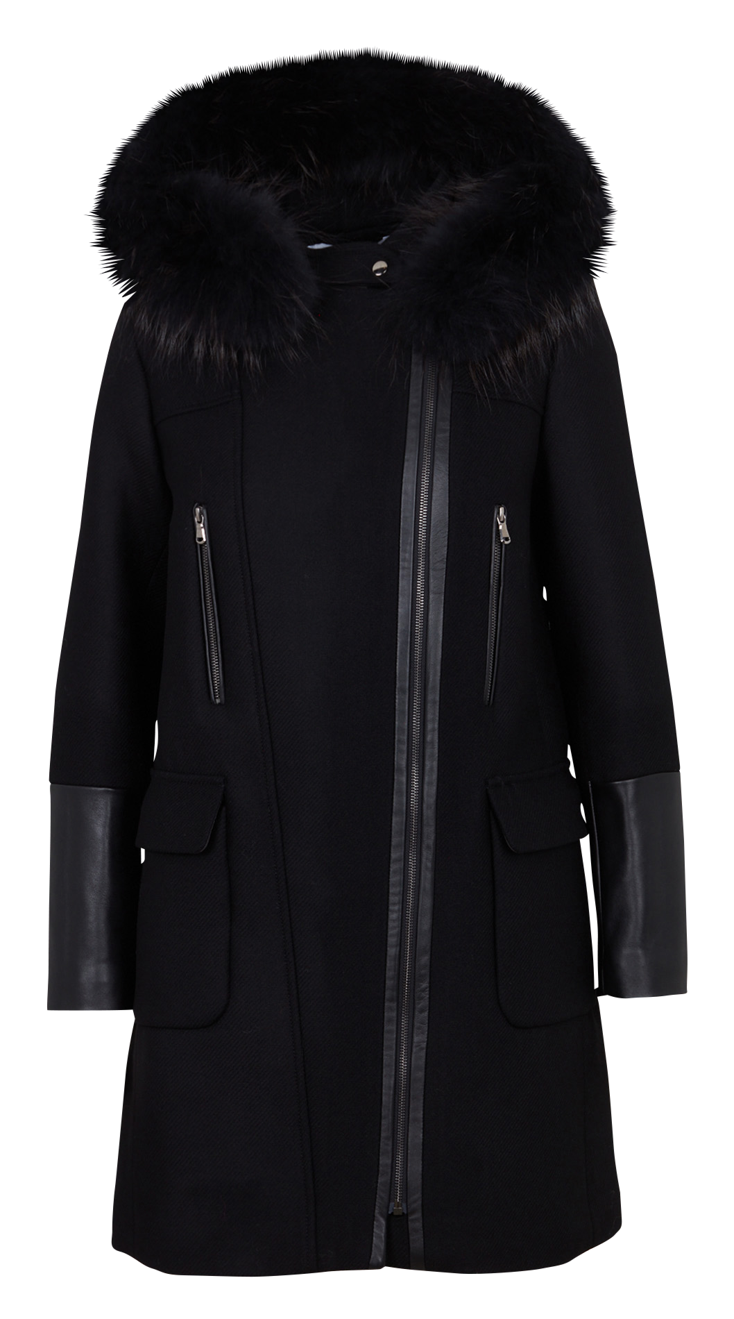 Manteau en laine à capuche ZAPA Noir