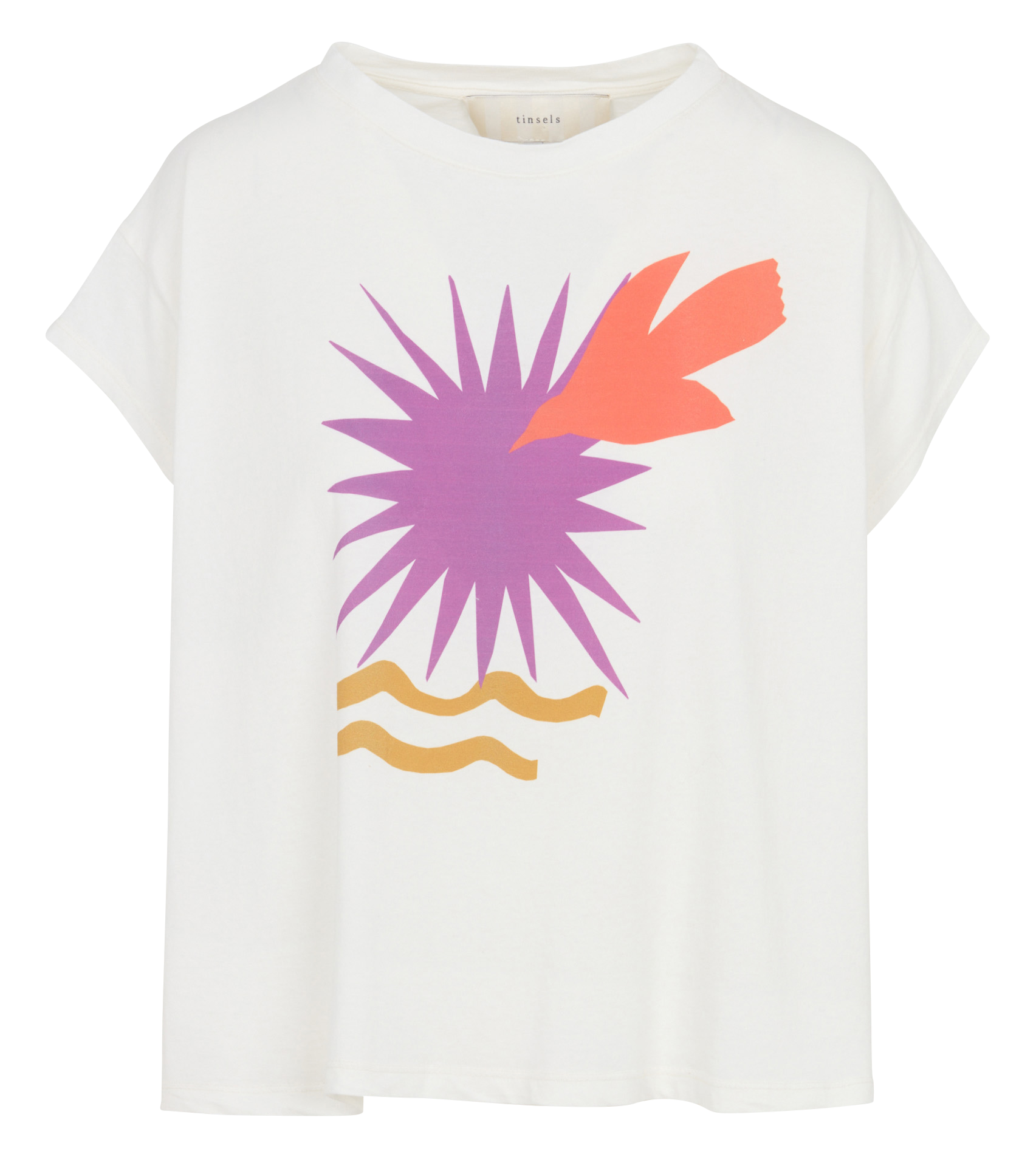 Round neck printed cotton t-shirt TINSELS White