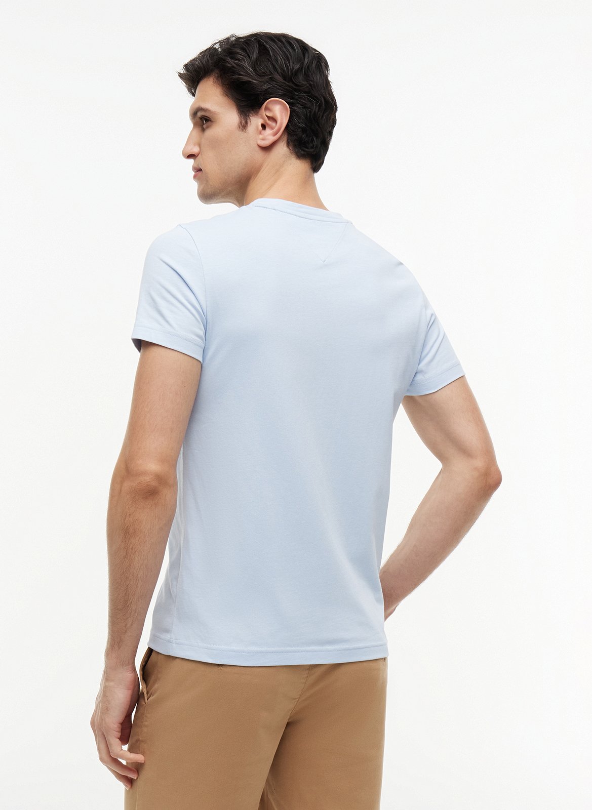 Embroidered organic cotton T-shirt with round neck TOMMY HILFIGER Blue
