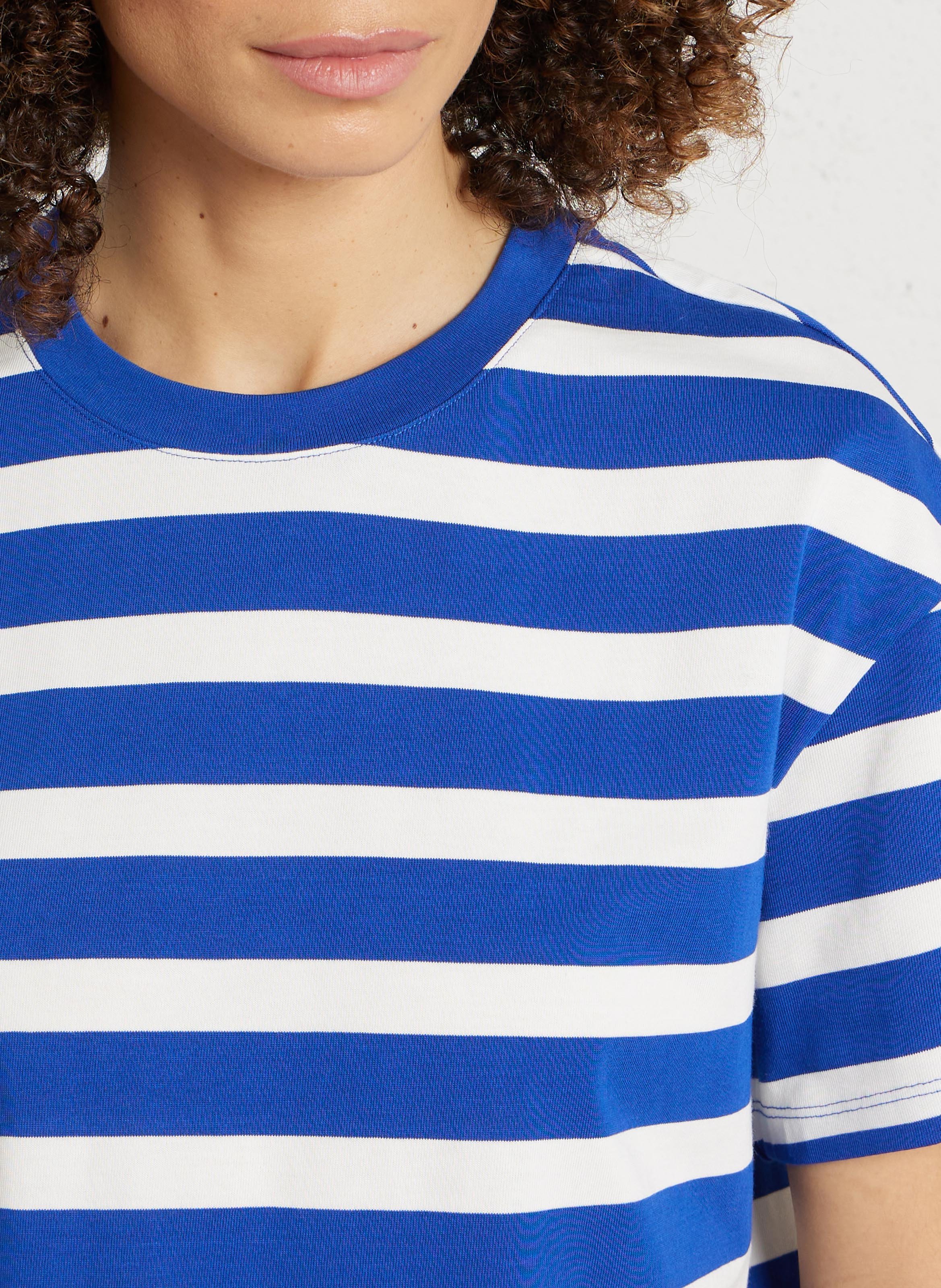 Tee-shirt oversize col rond en coton DES PETITS HAUTS Bleu