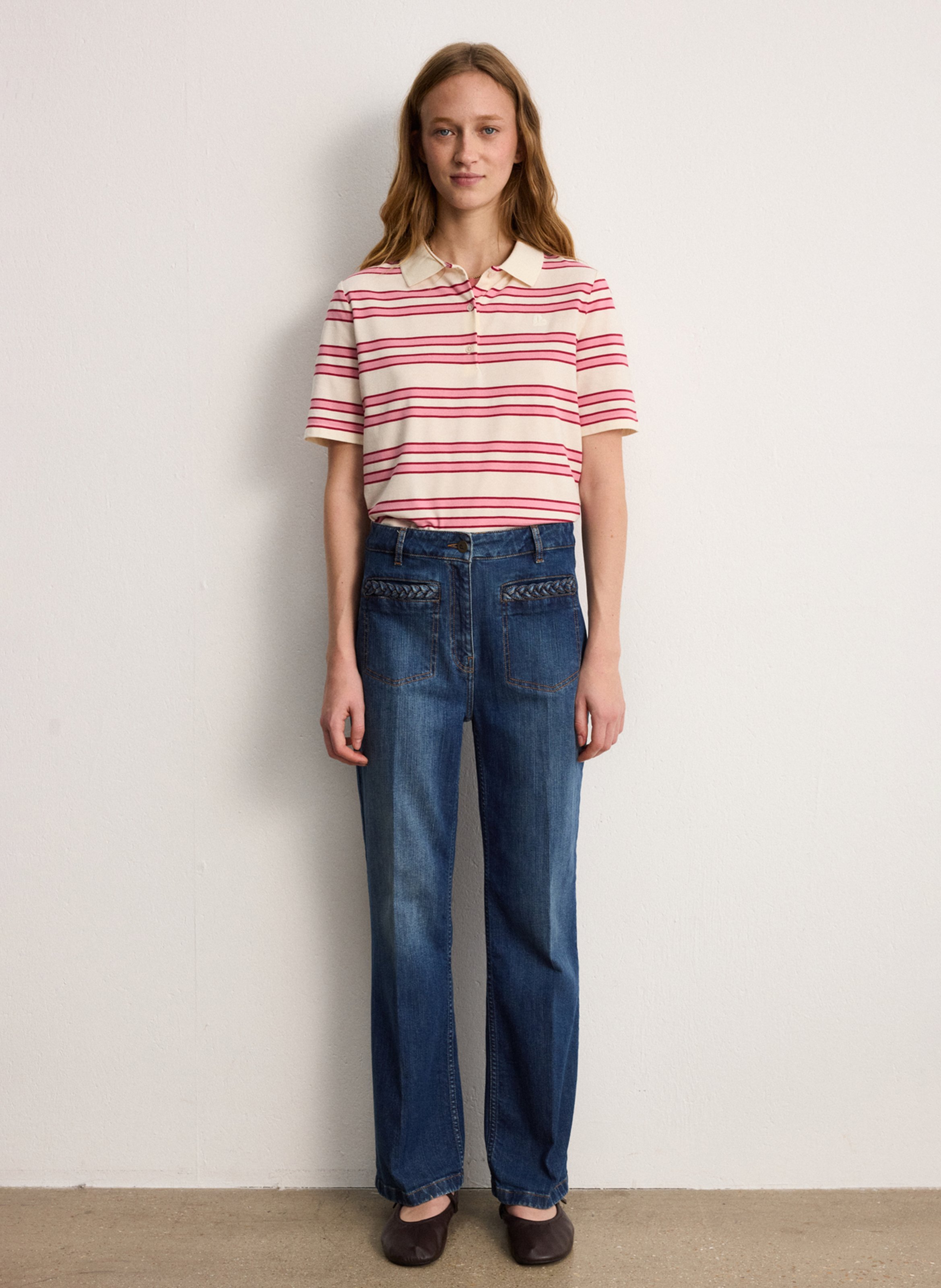 Jean droit en coton mélangé PABLO Bleu