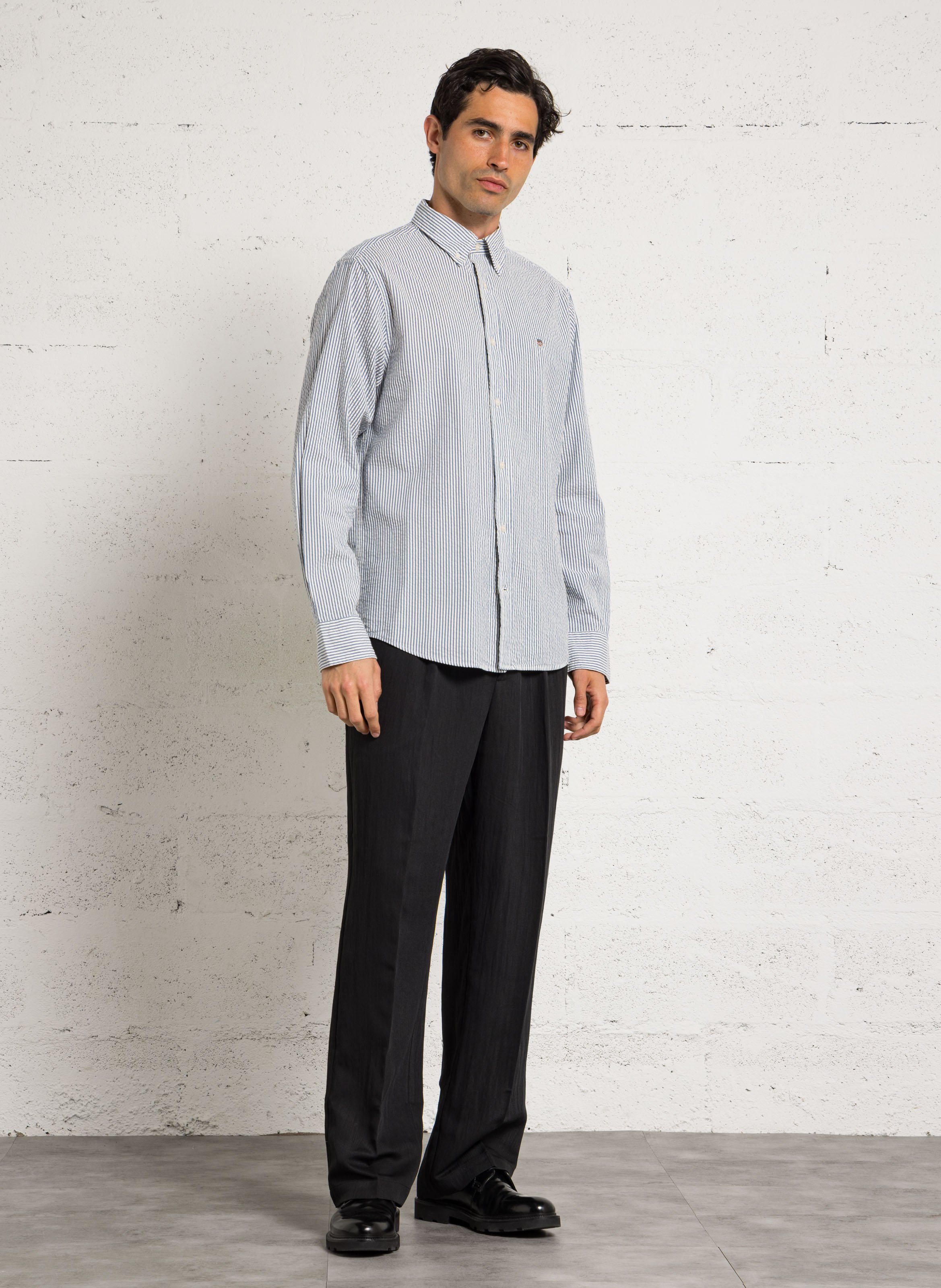 Regular-fit shirt with American collar striped in cotton GANT Blue