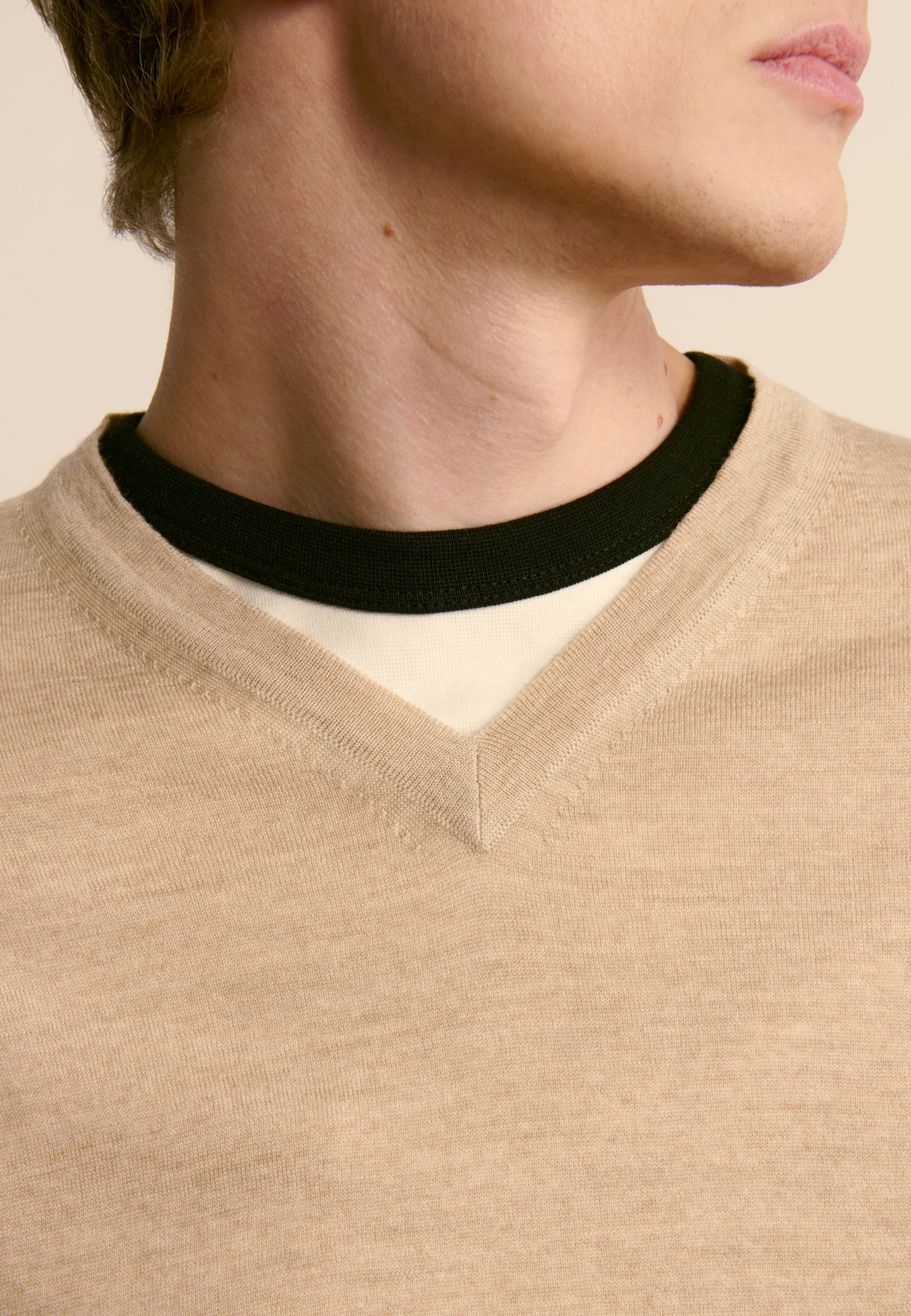 Bunelle wool V-neck sweater MAISON MONTAGUT Beige
