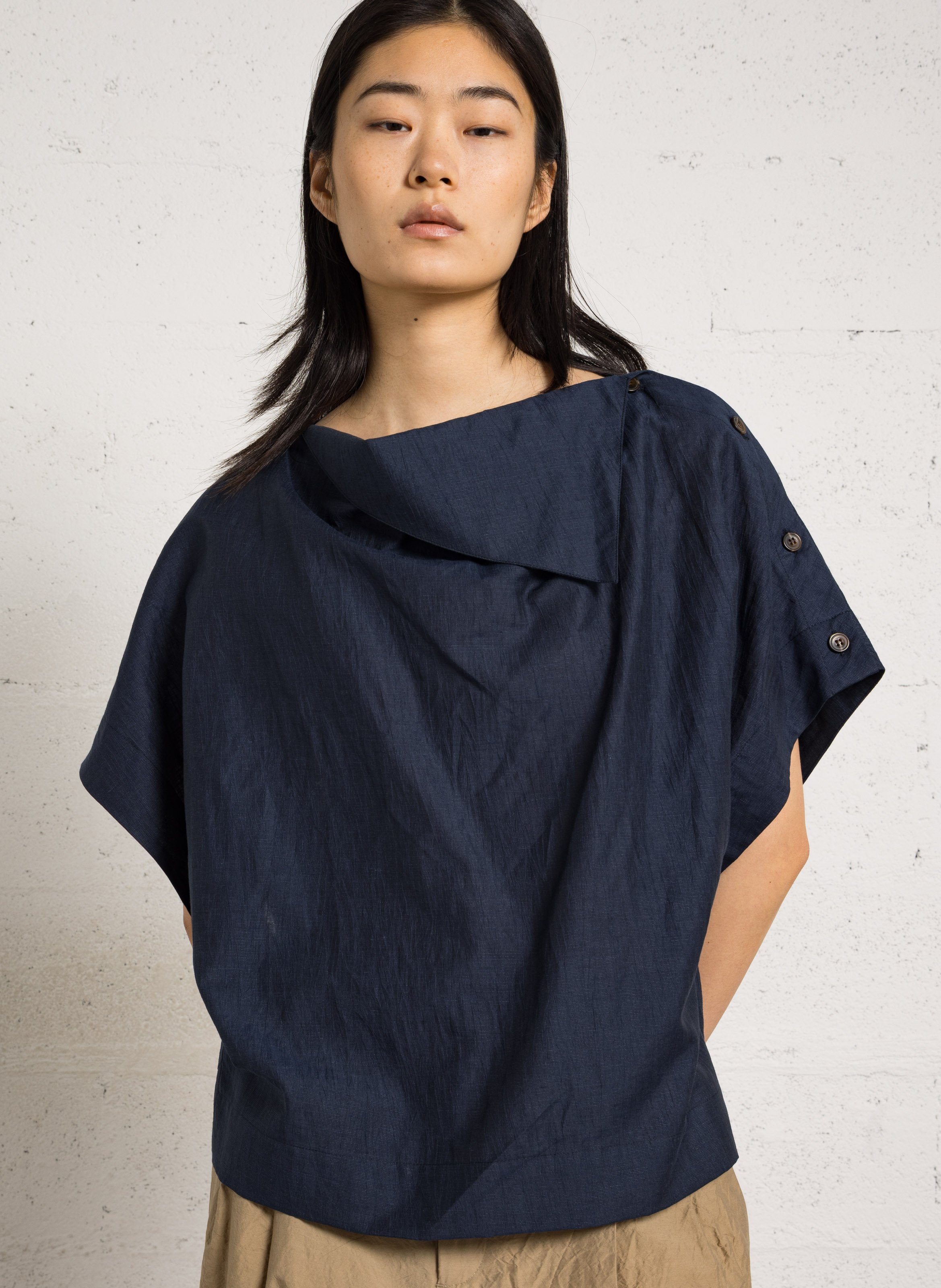 Blous oversize en lin et coton bio mélangé SOEUR Bleu