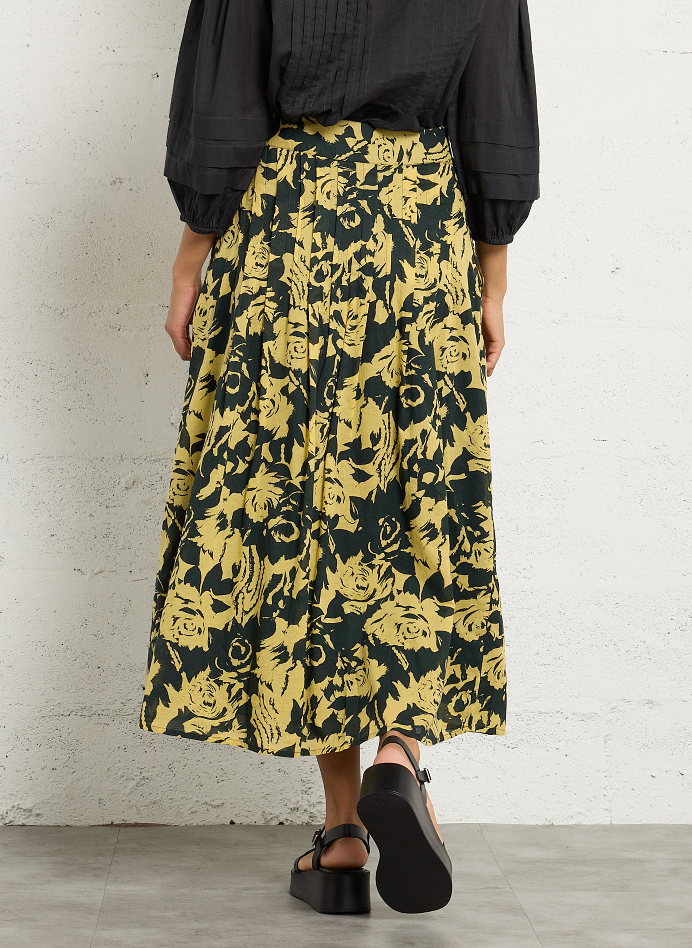 Jupe longue évasée en coton bio LEON & HARPER Jaune