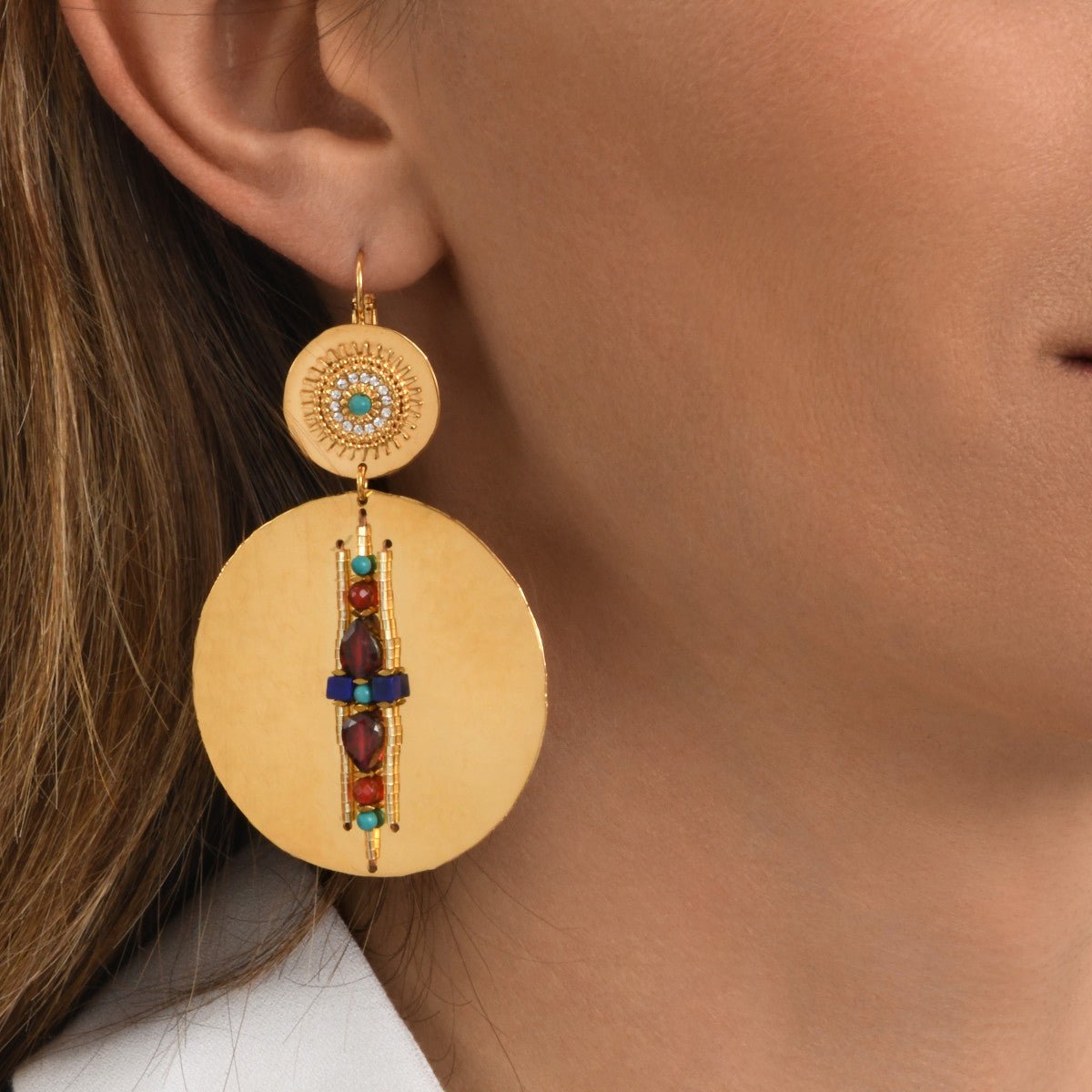 Earrings in fine gold plating SATELLITE PARIS Multicolored