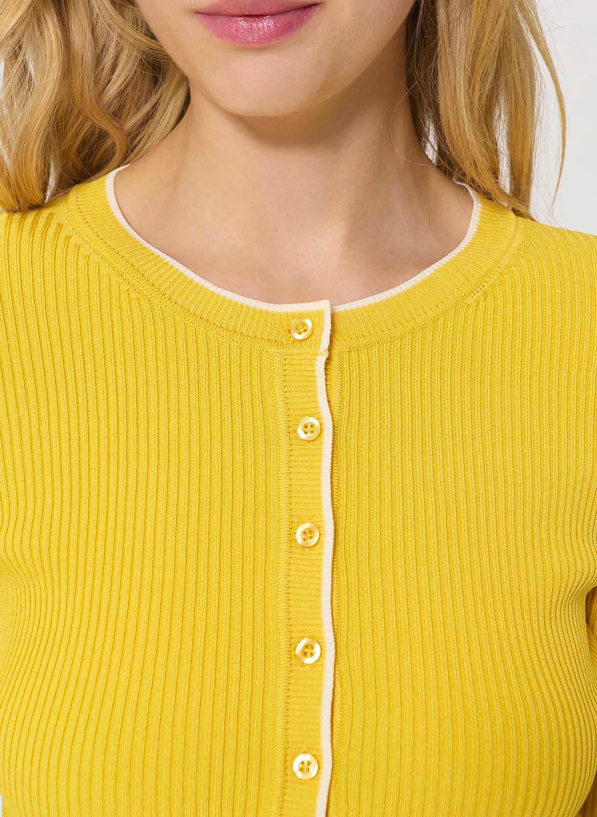 Gilet ajusté col rond en maille TARA JARMON Jaune