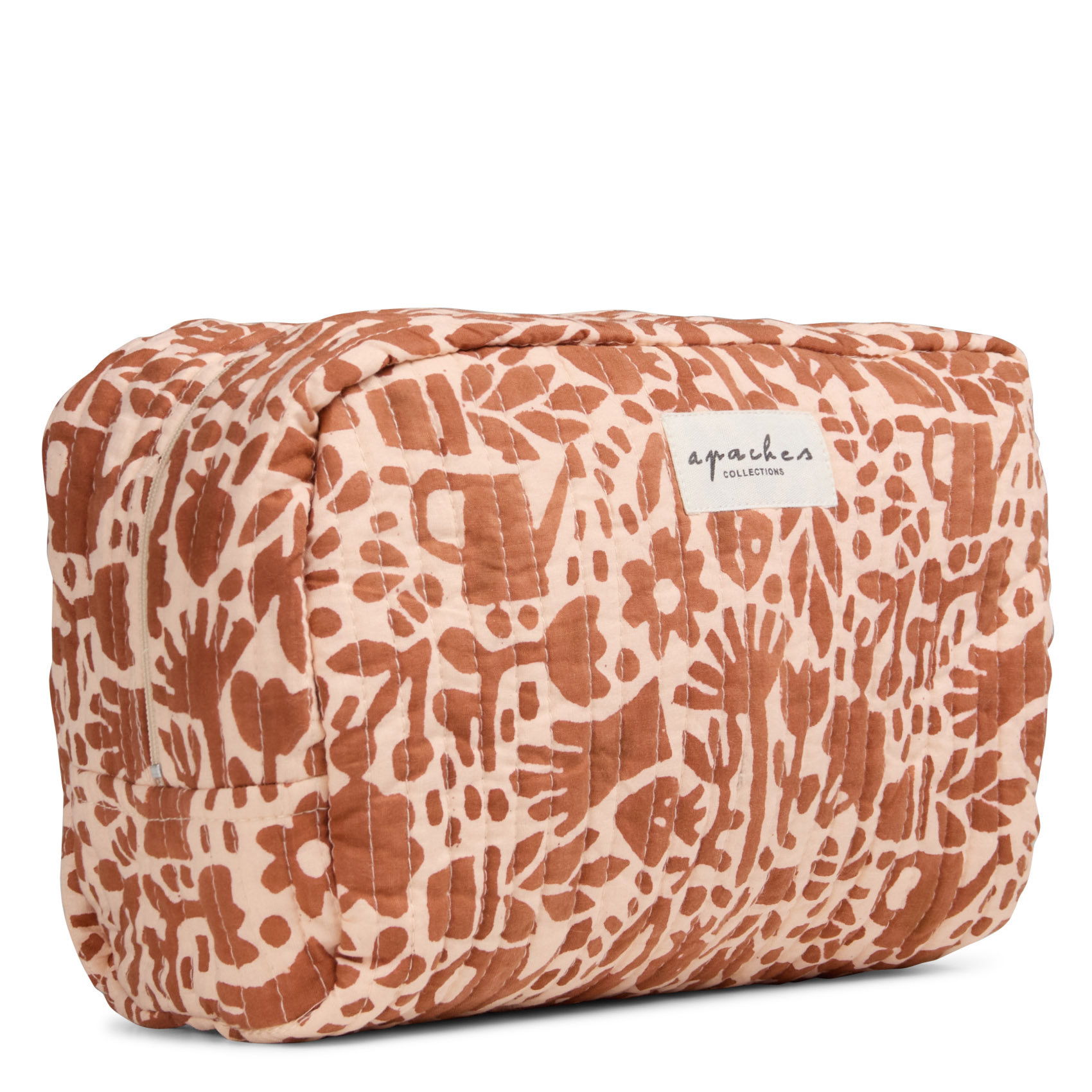 Grande trousse matelassée à motif APACHES COLLECTIONS Marron