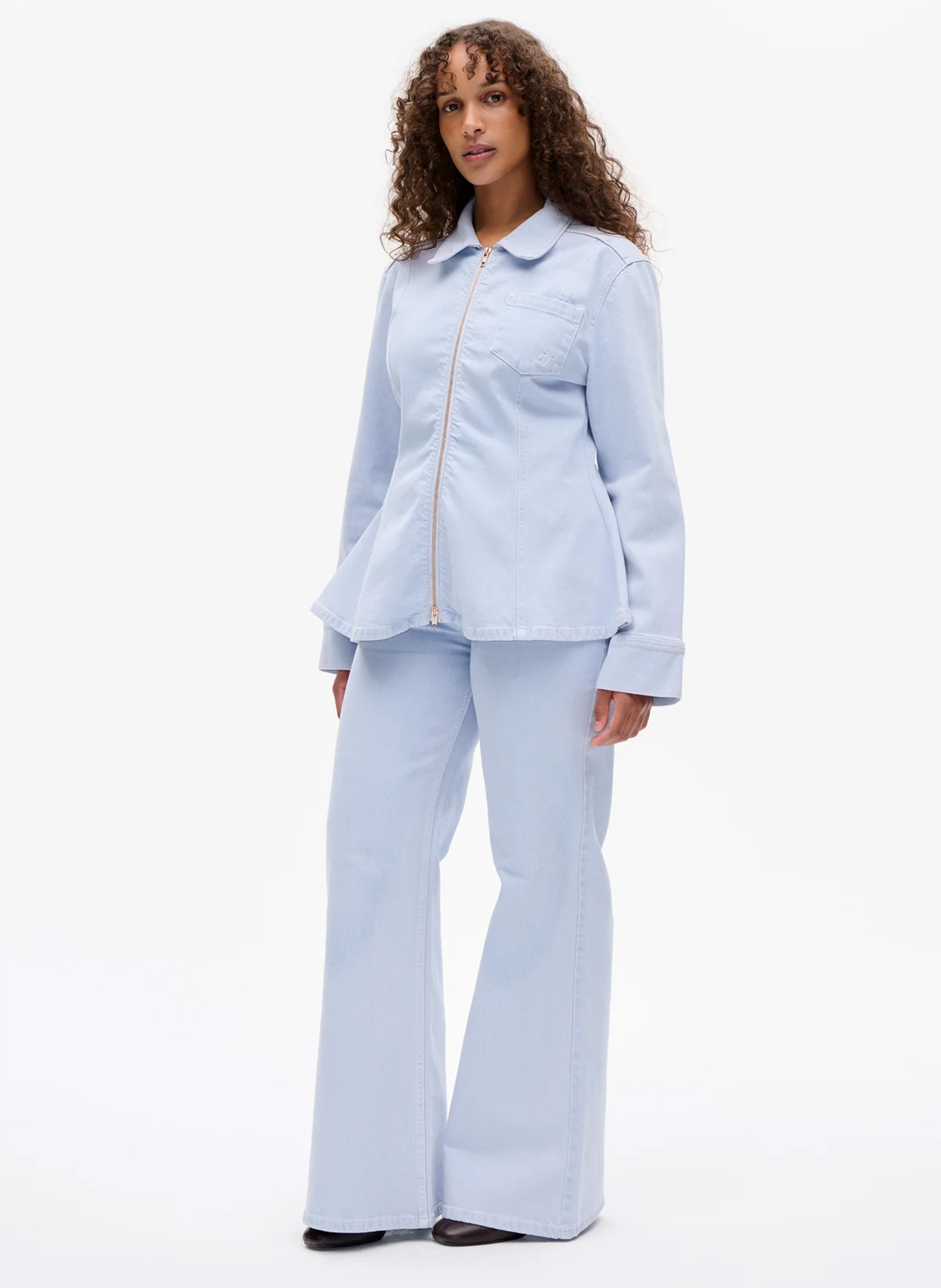 Fitted jacket with classic collar in blended organic cotton BAUM UND PFERDGARTEN Blue