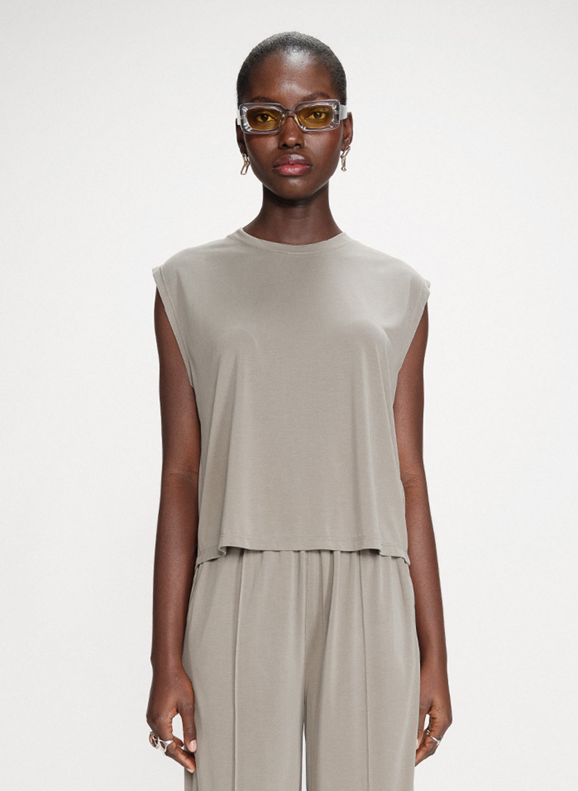 Mouwloze wijde top in effen kleur GRACE ET MILA