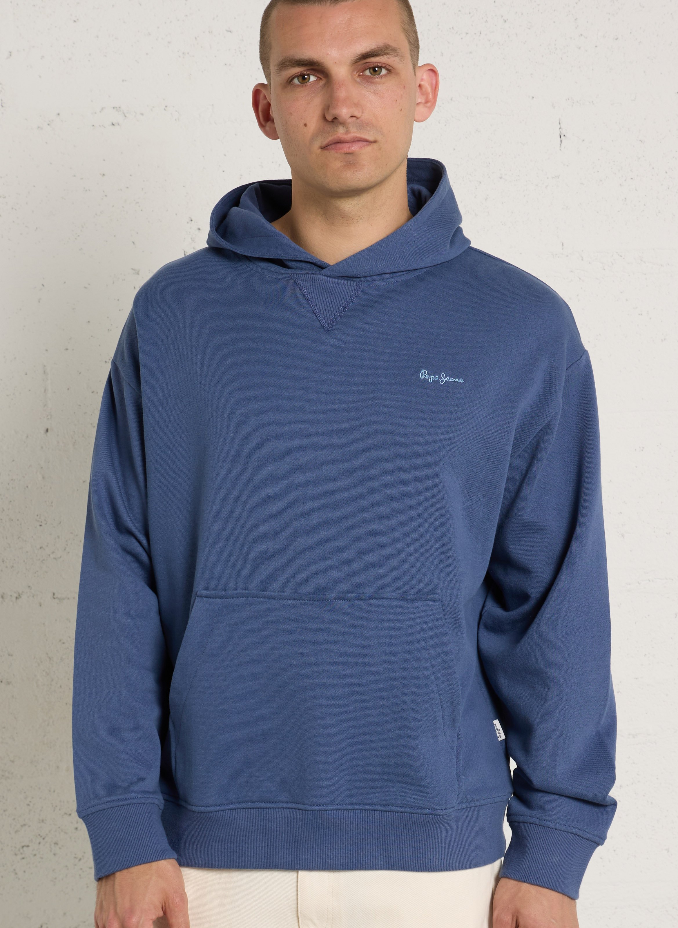 Rechte hoodie met geborduurd katoen PEPE JEANS Blauw