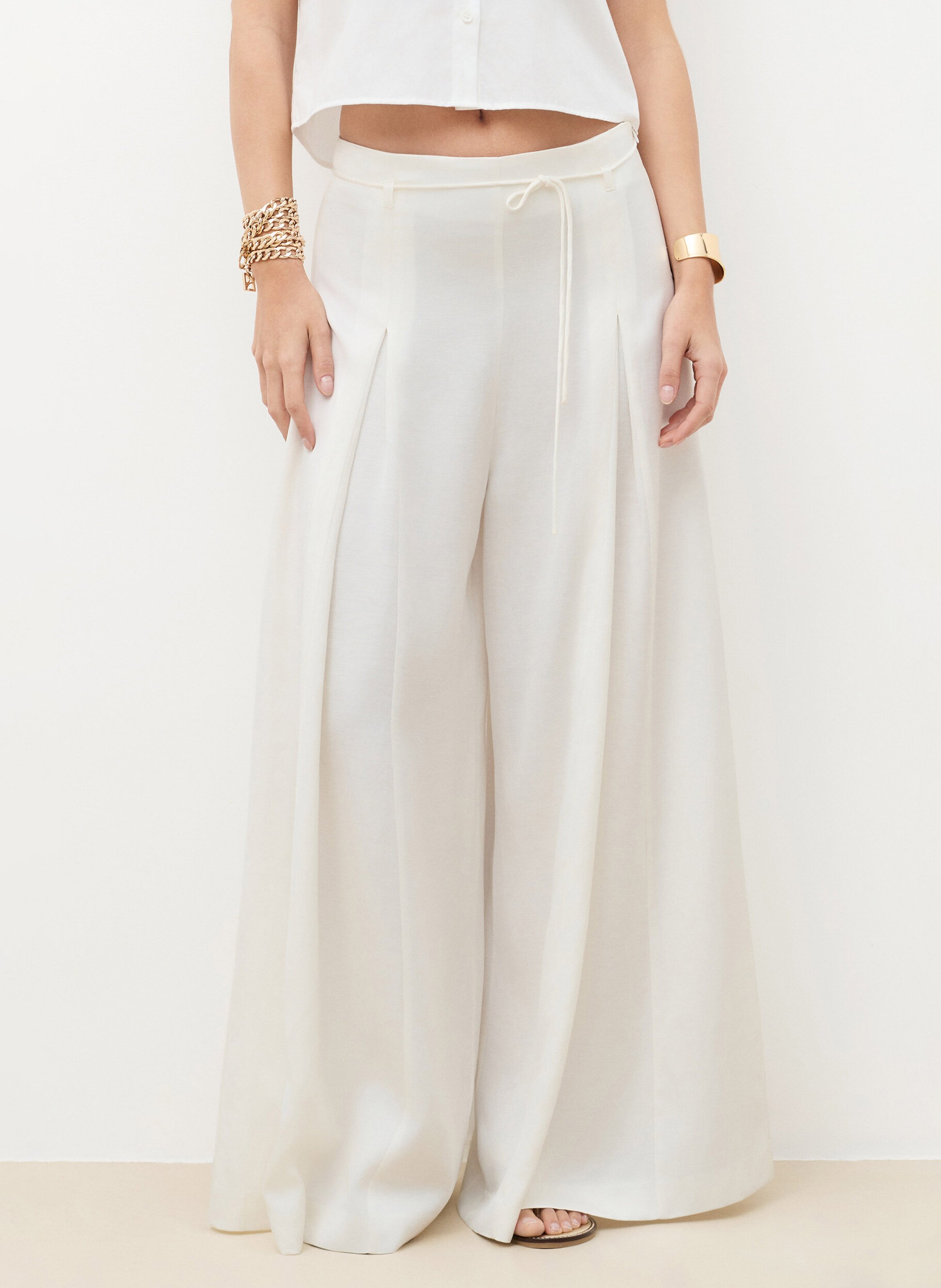Fluid wide-leg pants CAROLL Beige