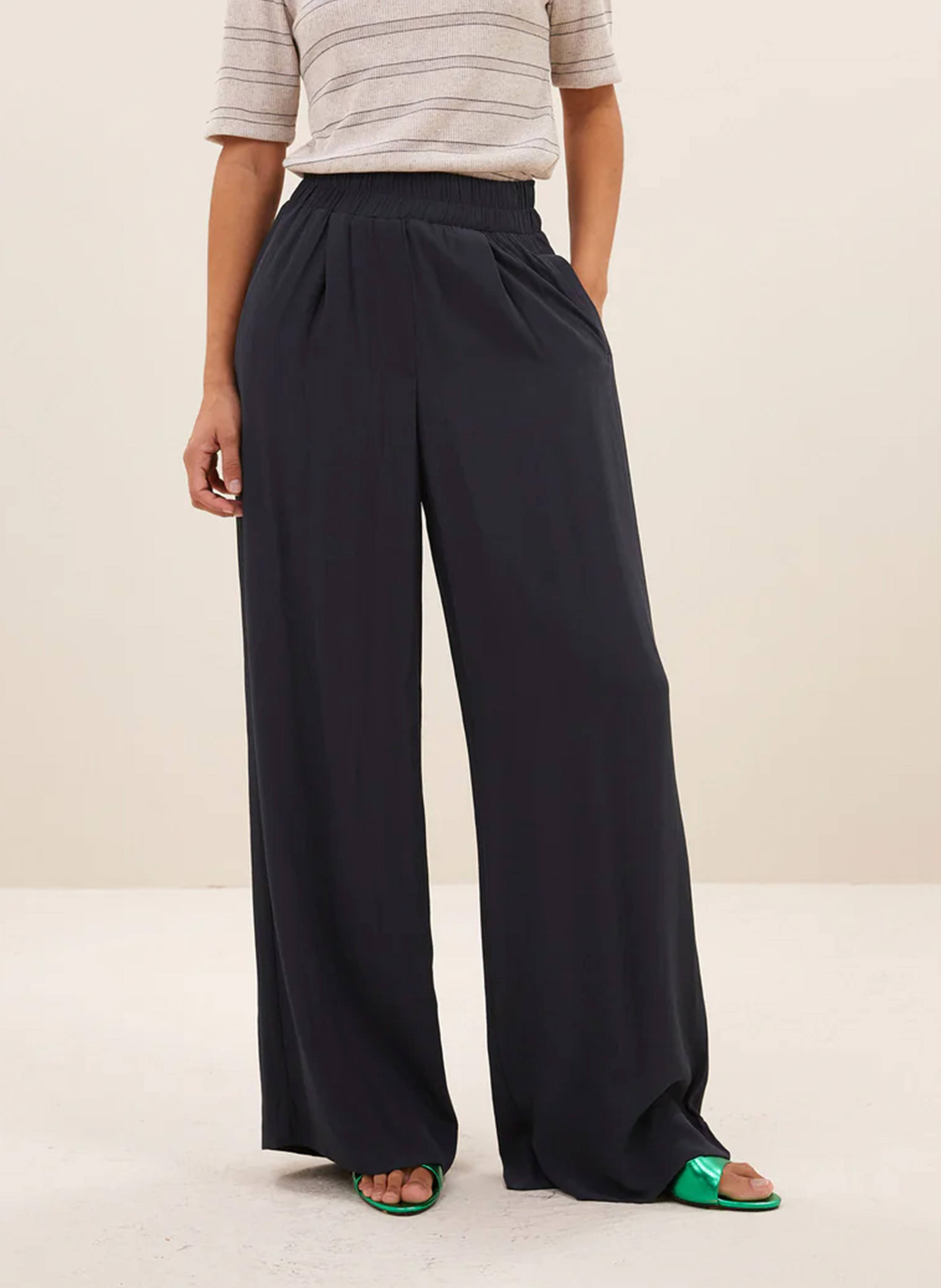 High-waisted wide-leg pants BY BAR Grey