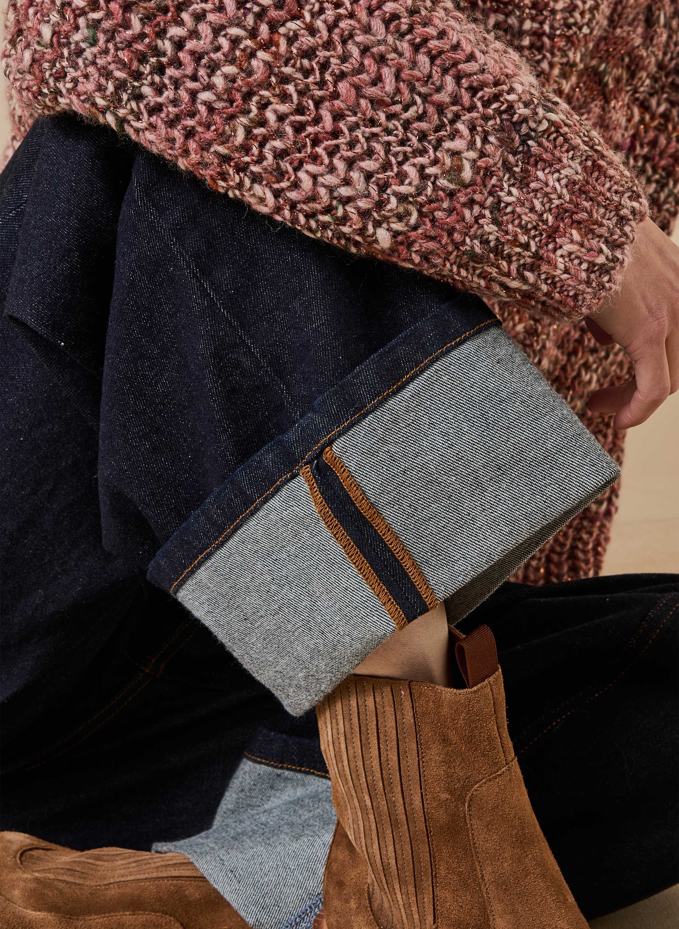 Wijde broek van biologisch katoenmix LA FEE MARABOUTEE Blauw