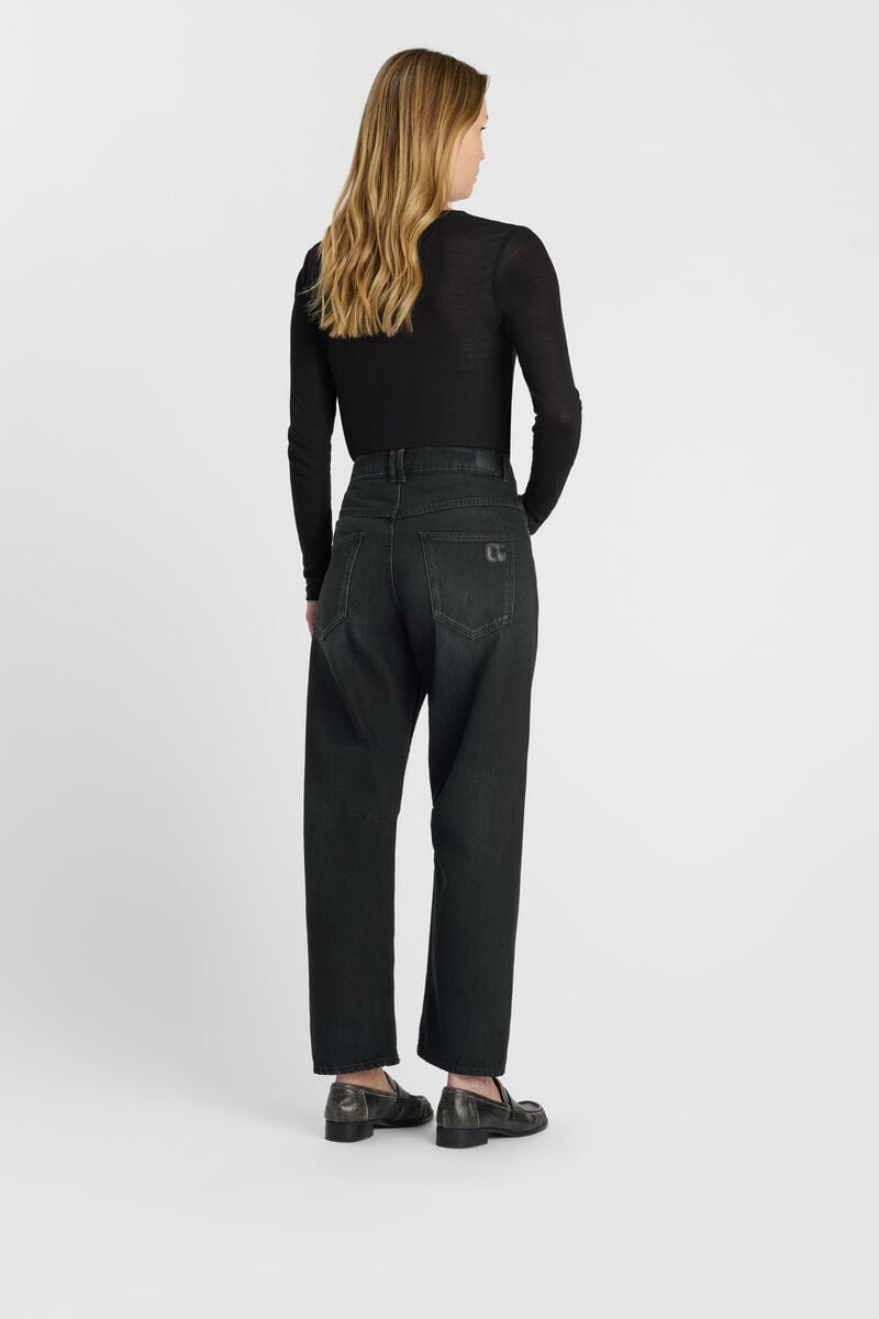 Loose jeans, wide leg, length 34 LE TEMPS DES CERISES Black