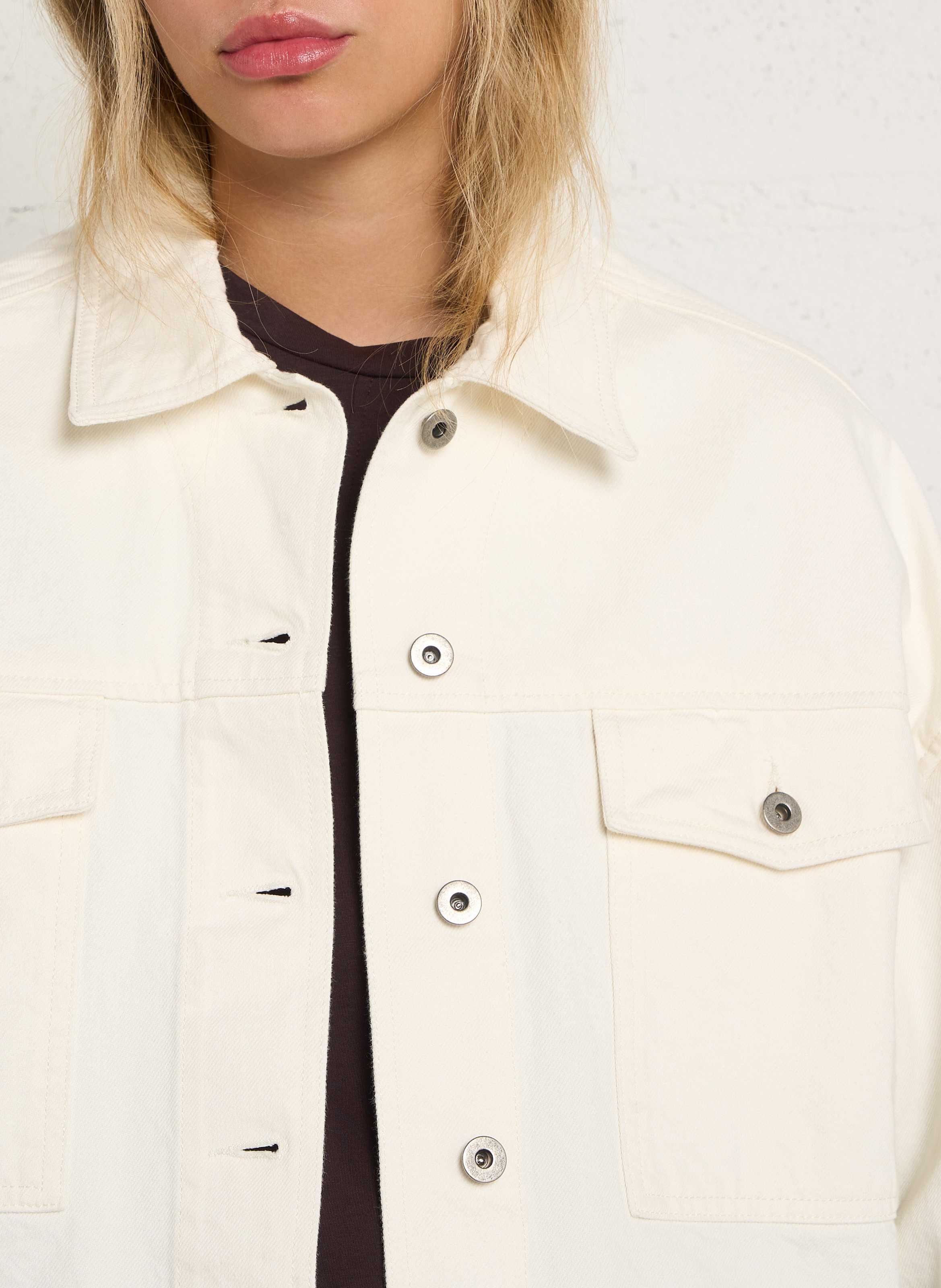 Veste denim oversize en coton bio SOEUR Beige