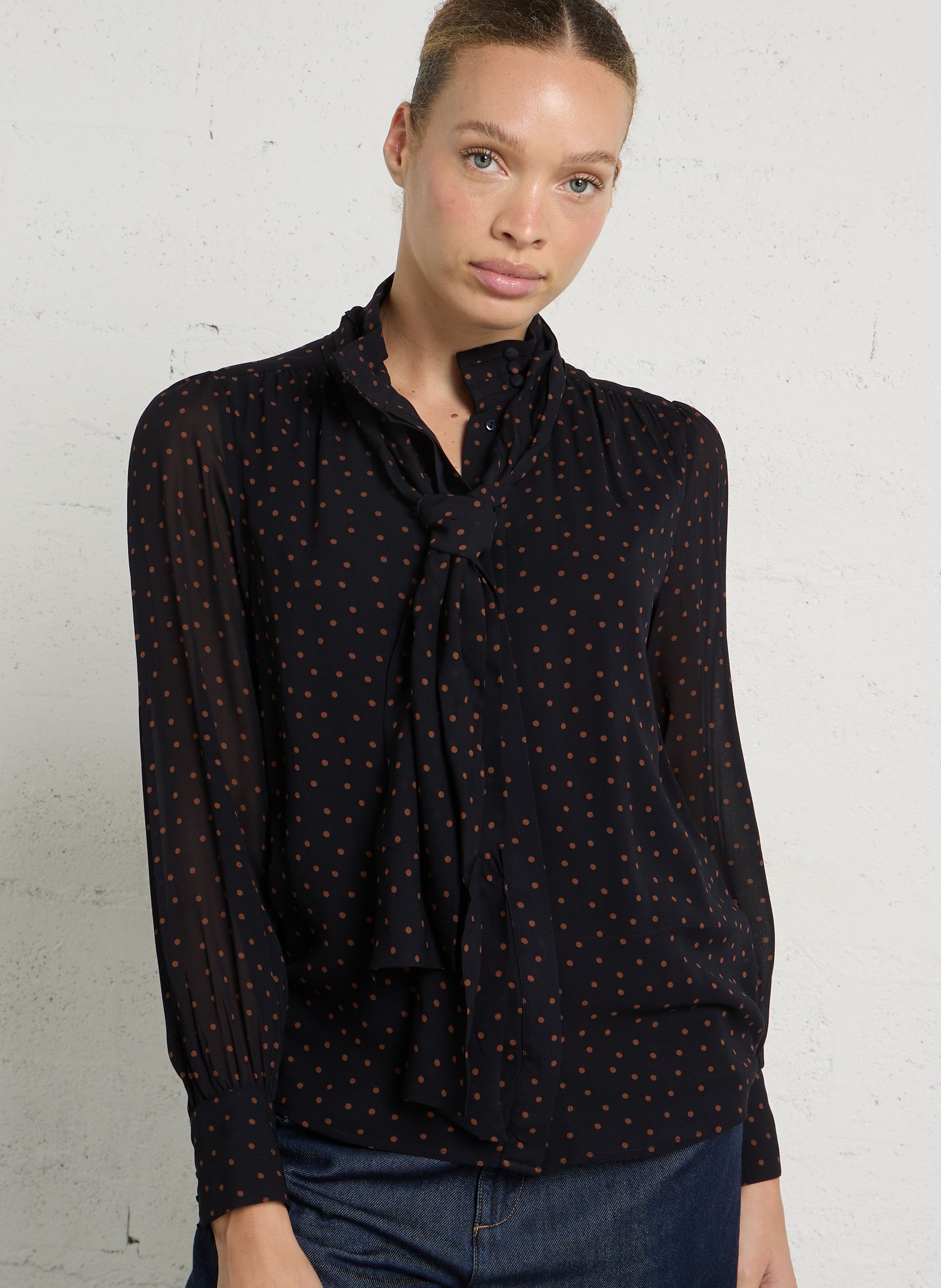 Blusa con cuello lazado MAISON 123 Azul