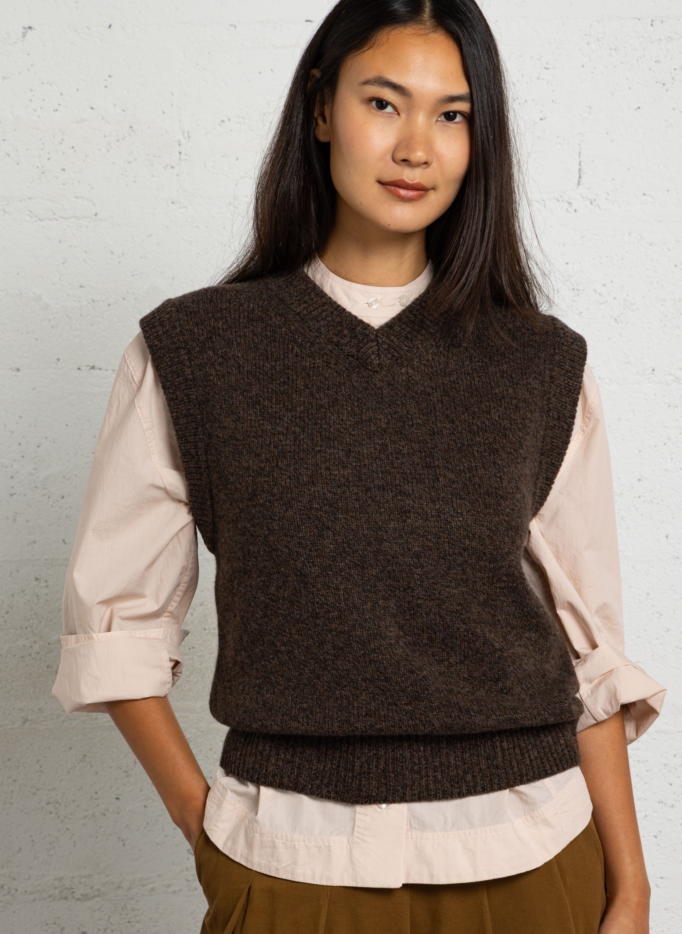 Gerade geschnittener Wollpullover SOEUR Braun