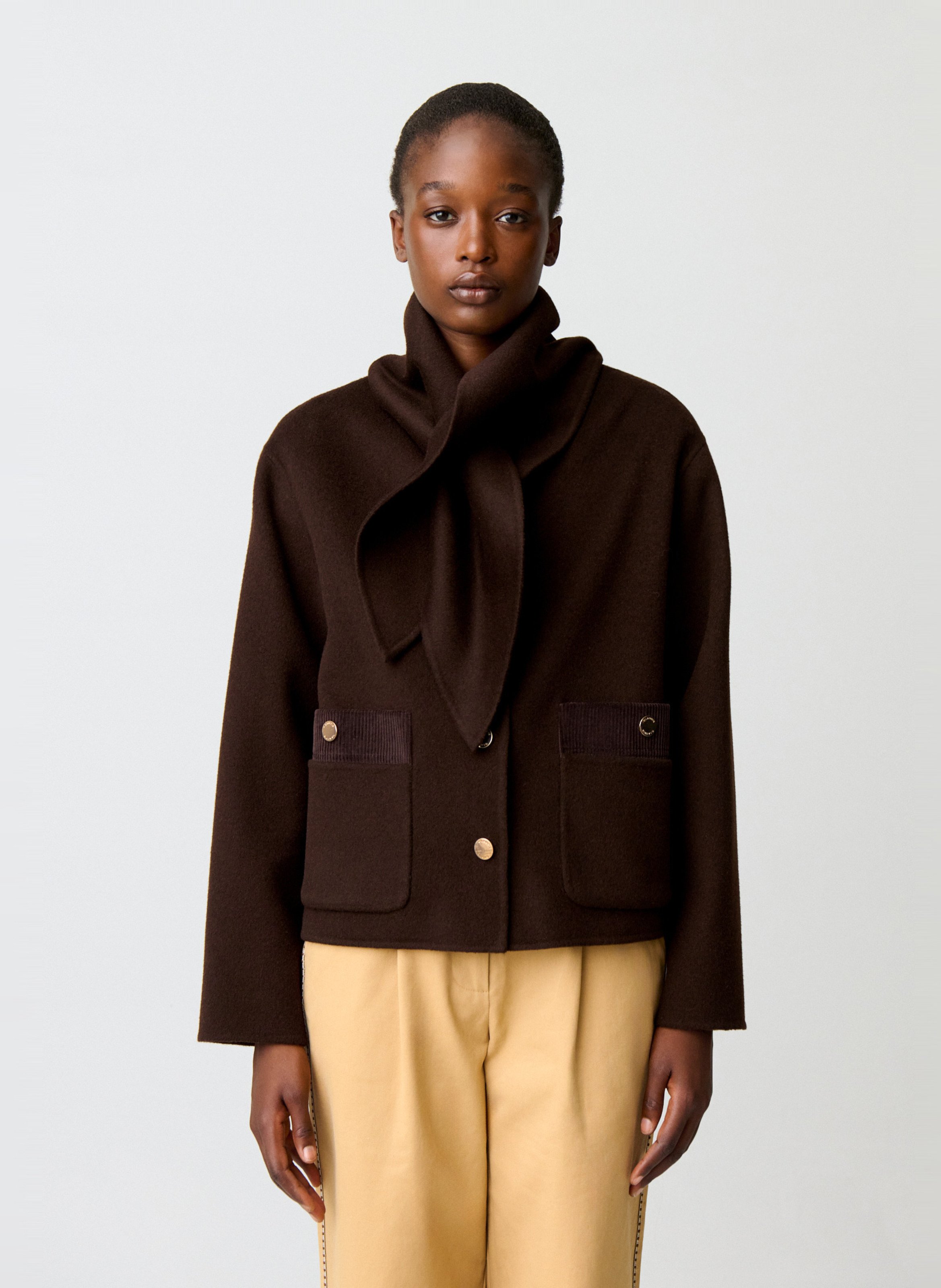 Gerader Mantel aus Wollmix CLAUDIE PIERLOT Braun