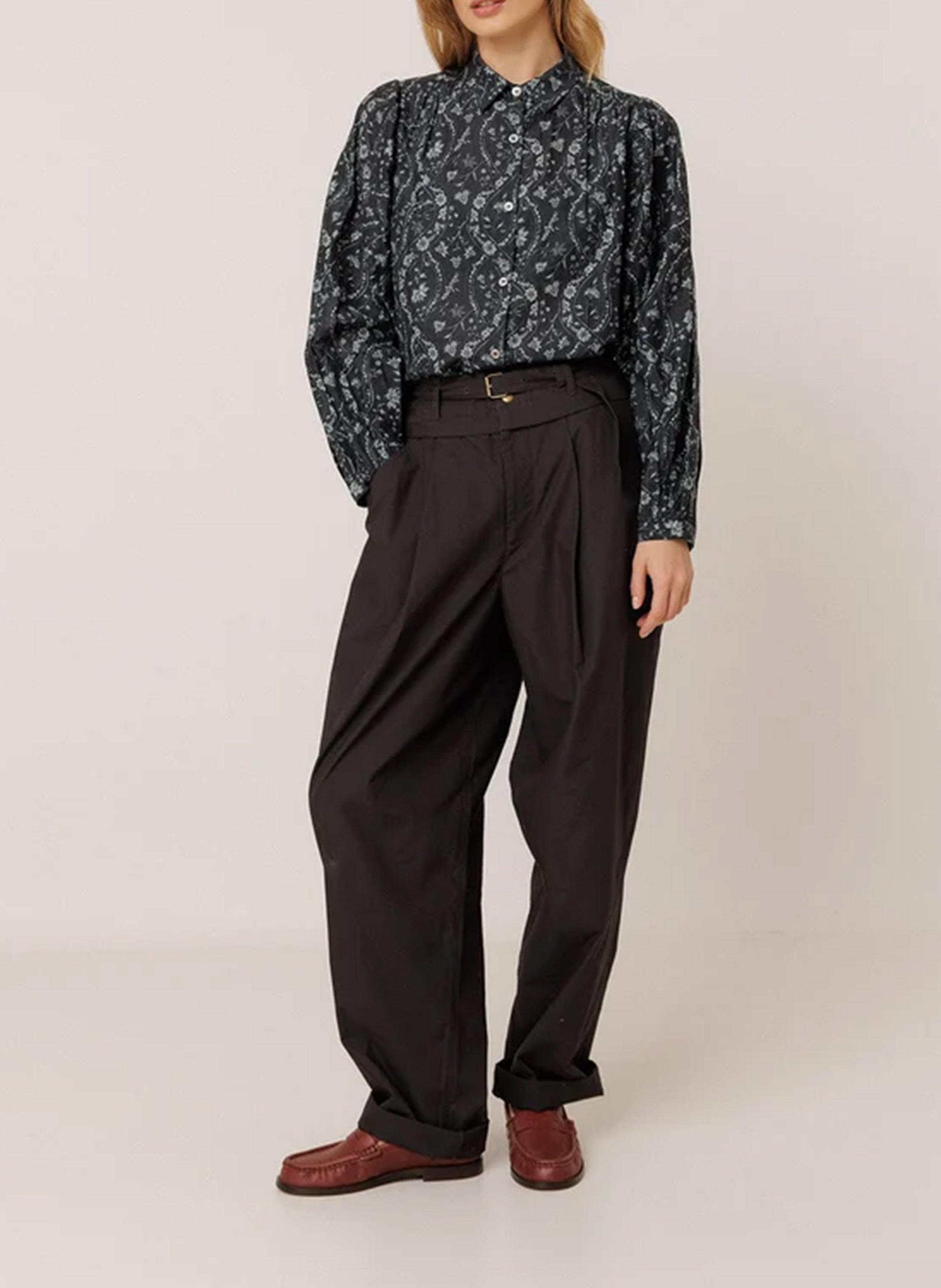 Oversized cotton and silk shirt INDI & COLD Blue