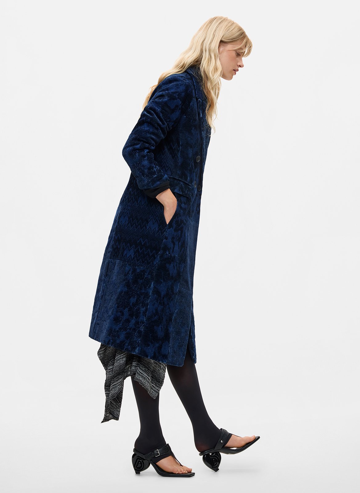 Langer Mantel mit Reverskragen aus Baumwollmischung DESIGUAL Blau