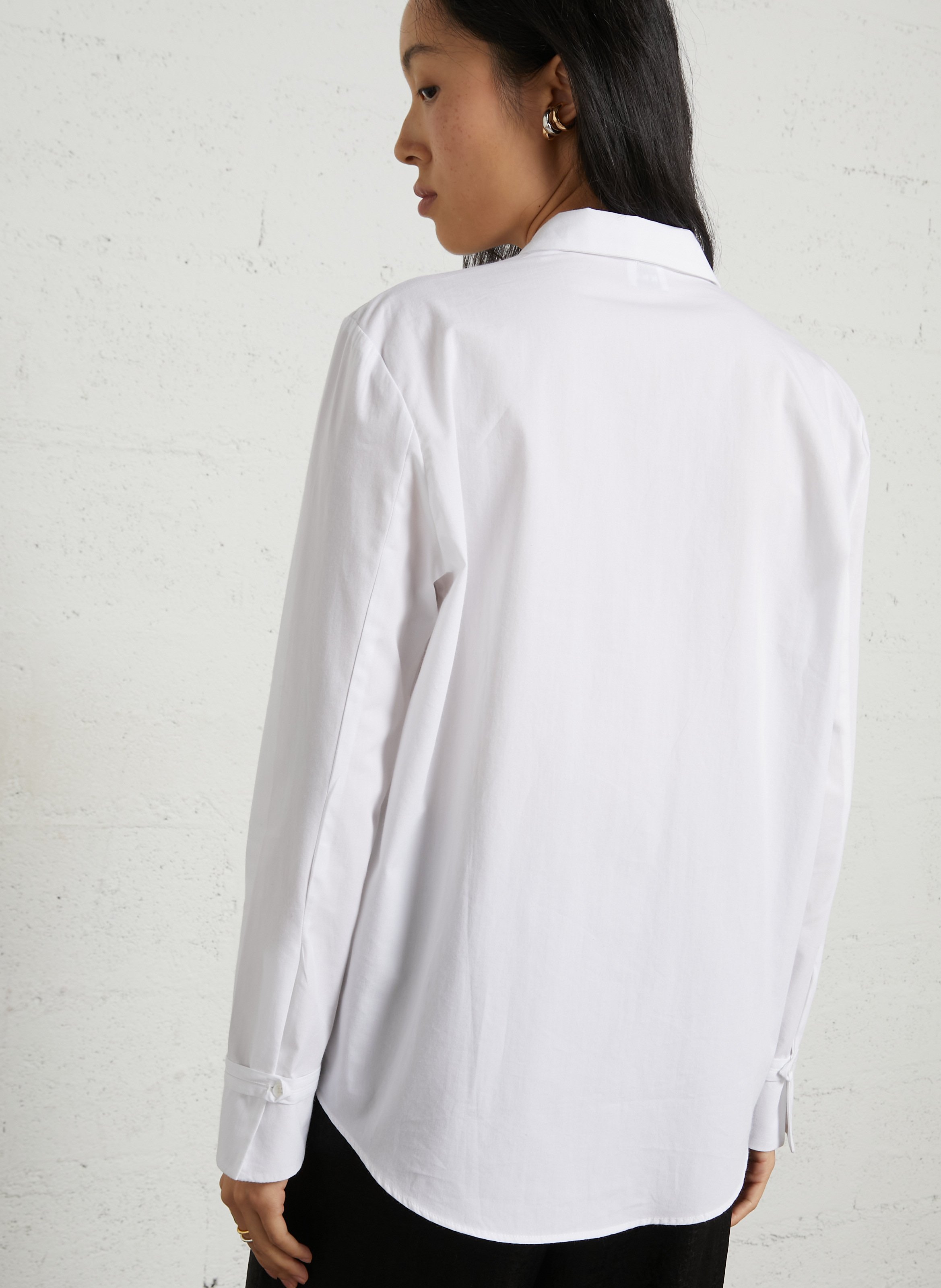Straight shirt with classic cotton collar IKKS White