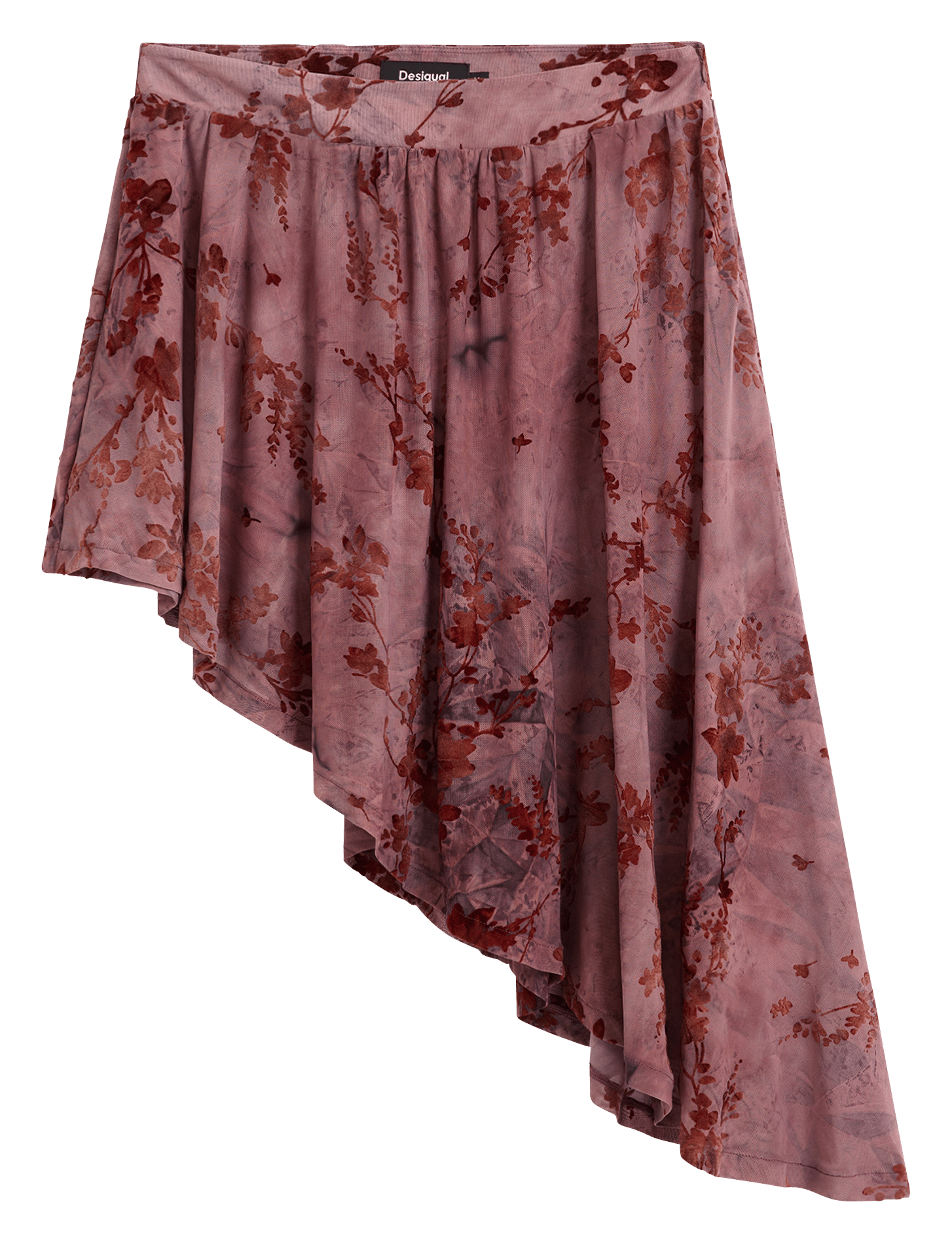 Korte, asymmetrische rok met print DESIGUAL Rood