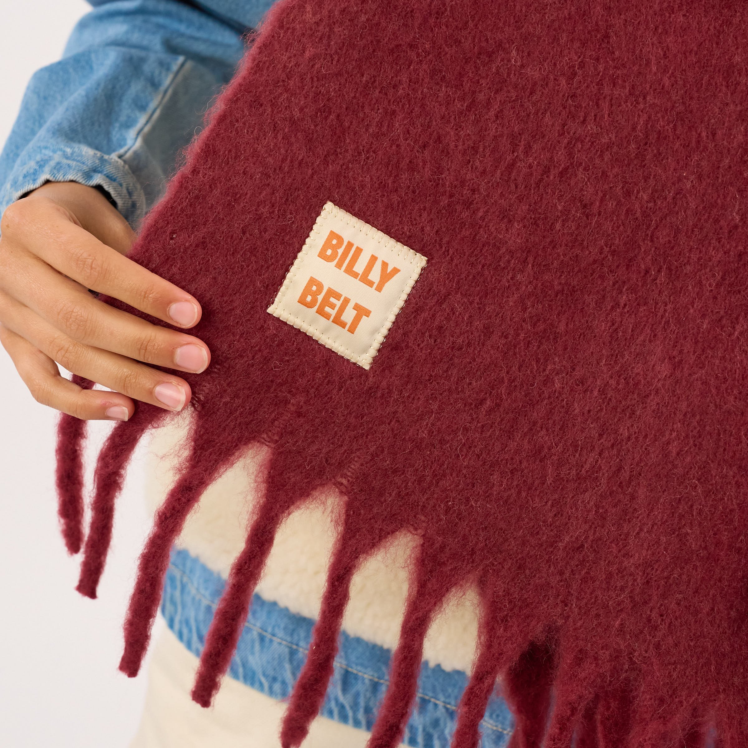 Wide wool scarf BILLYBELT Red