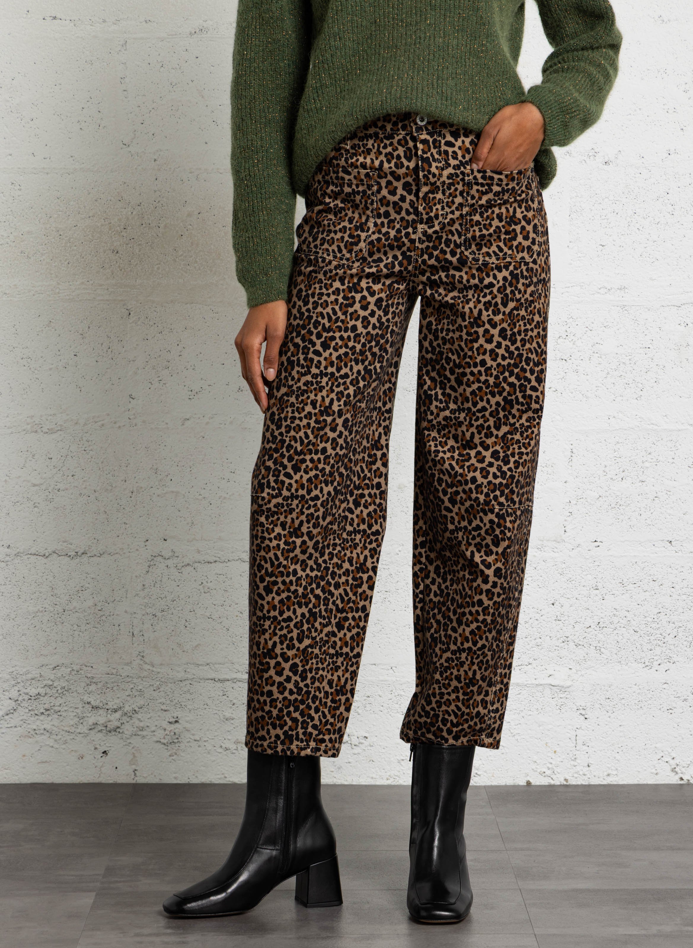Balloon trousers in a cotton-blend print PLEASE Beige