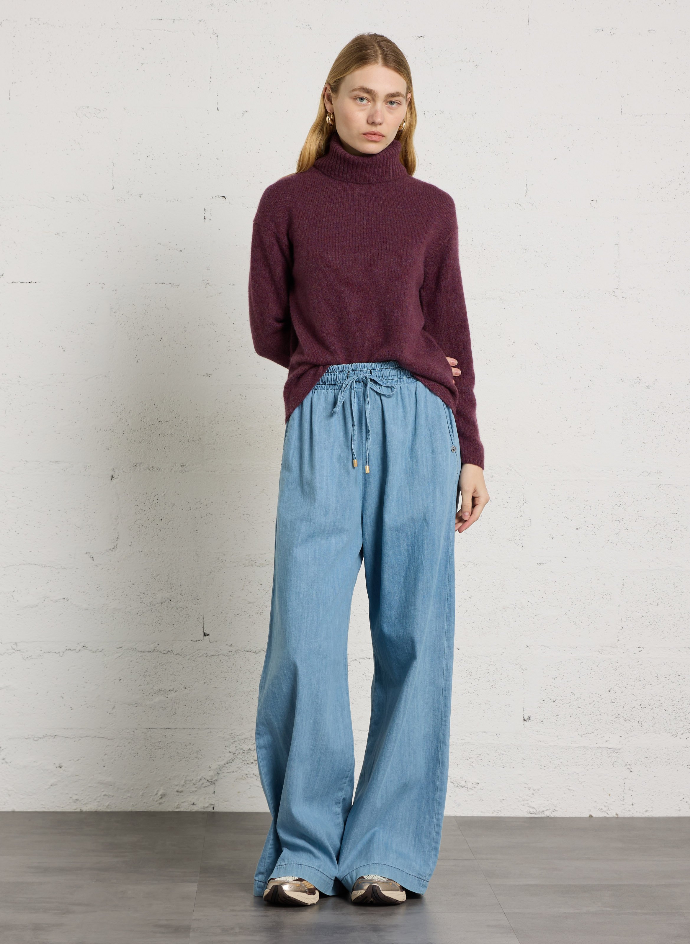 Pantalon large en coton PLEASE Bleu