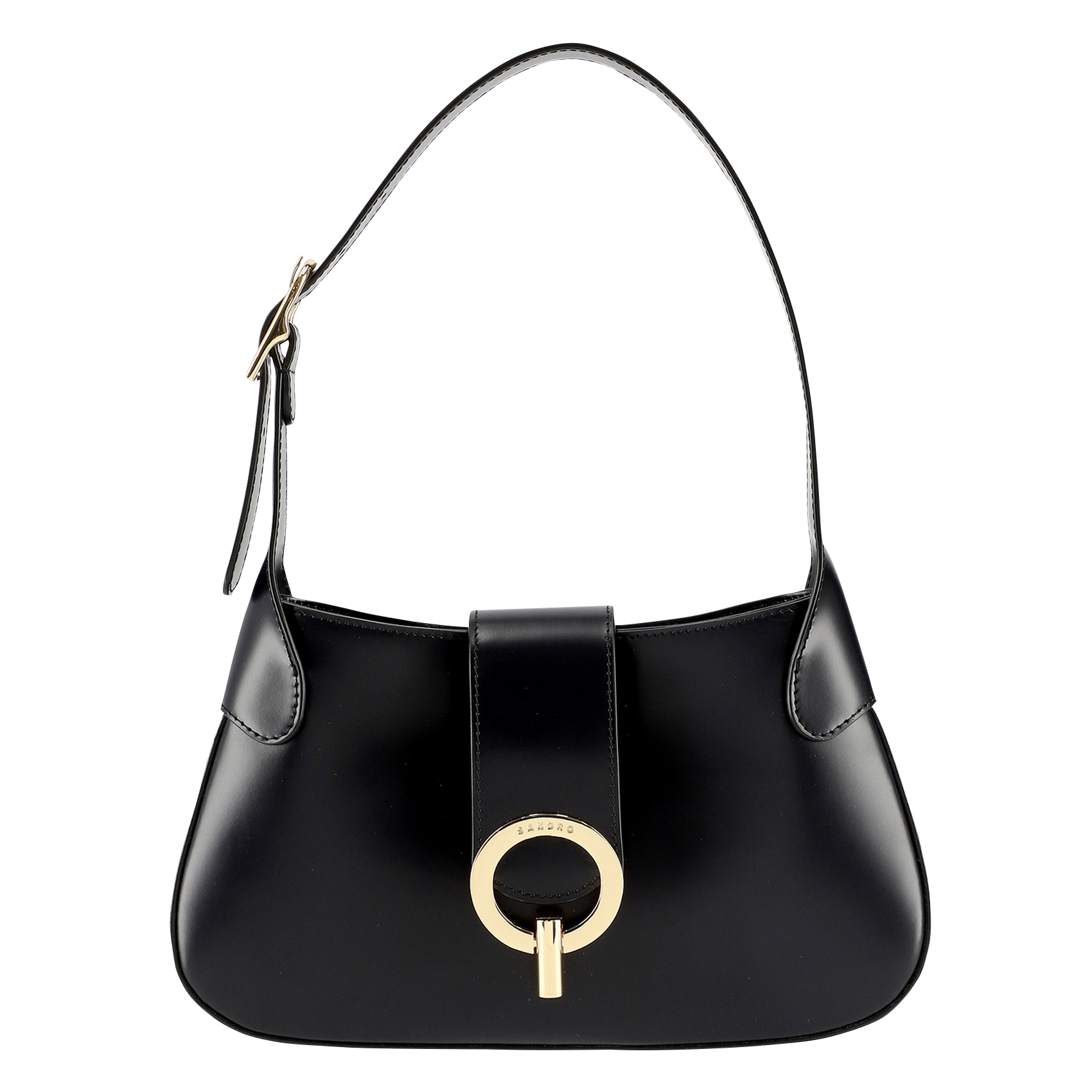 Smooth leather baguette bag SANDRO Black