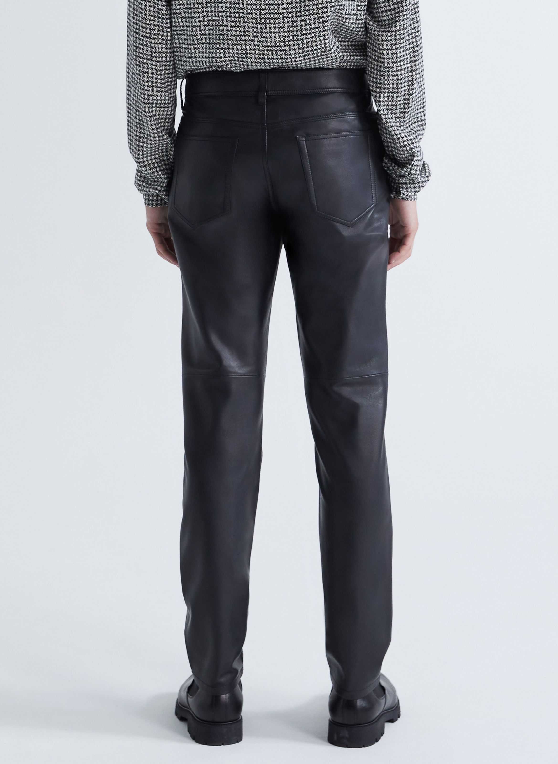 Pantalon Slim En Cuir Noir Ikks Homme Place des Tendances