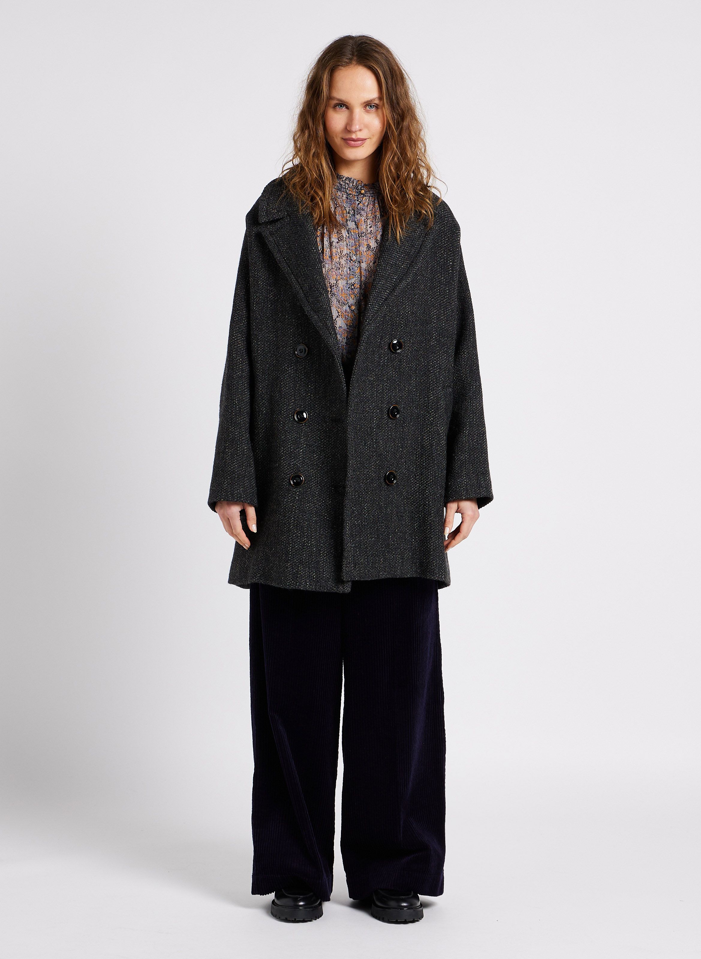 Long Wool blend Coat With Tailored Collar Graffit Sessun Women