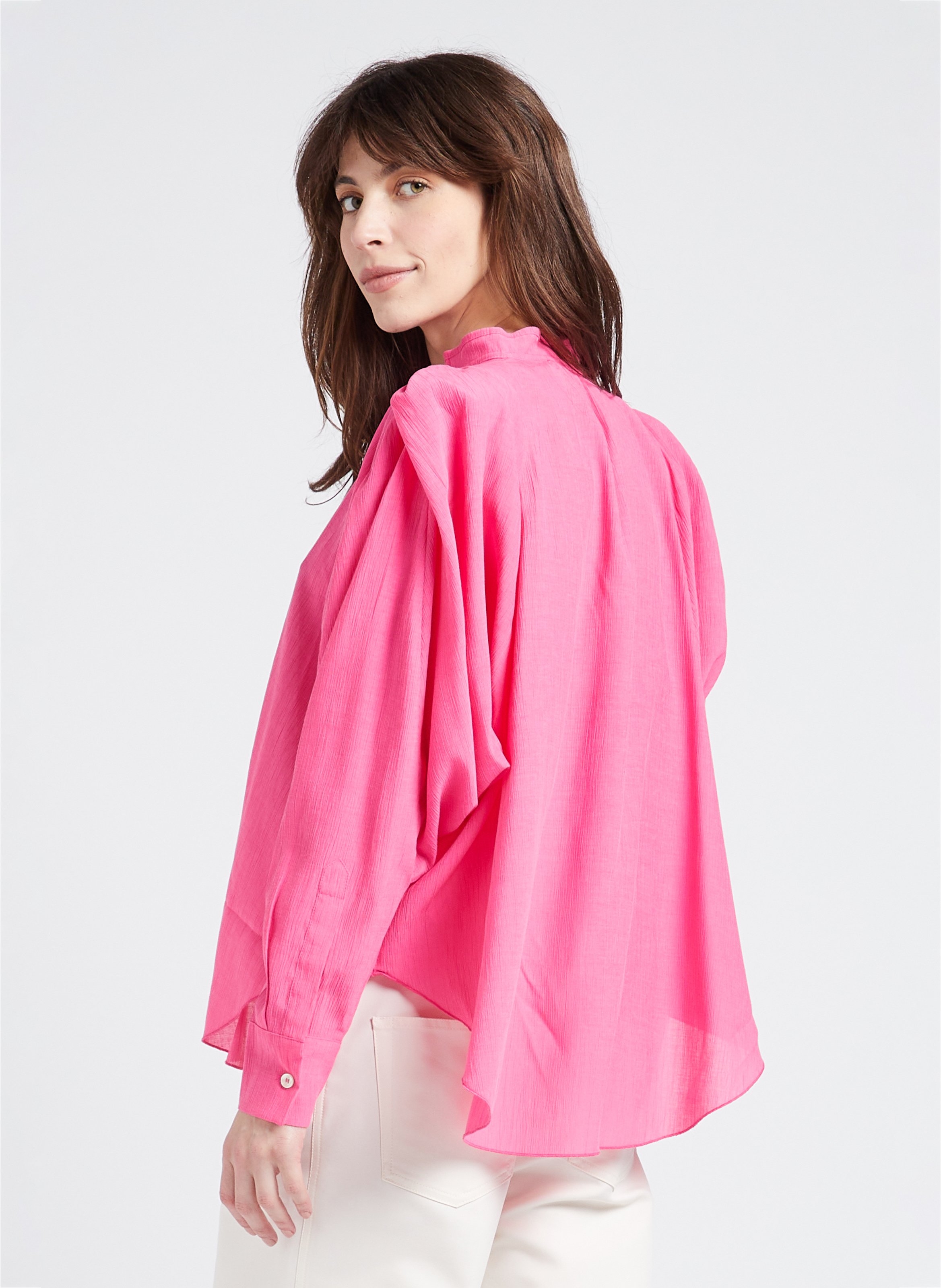 Ruimvallende blouse met V-hals COLLECTORS CLUB Roze