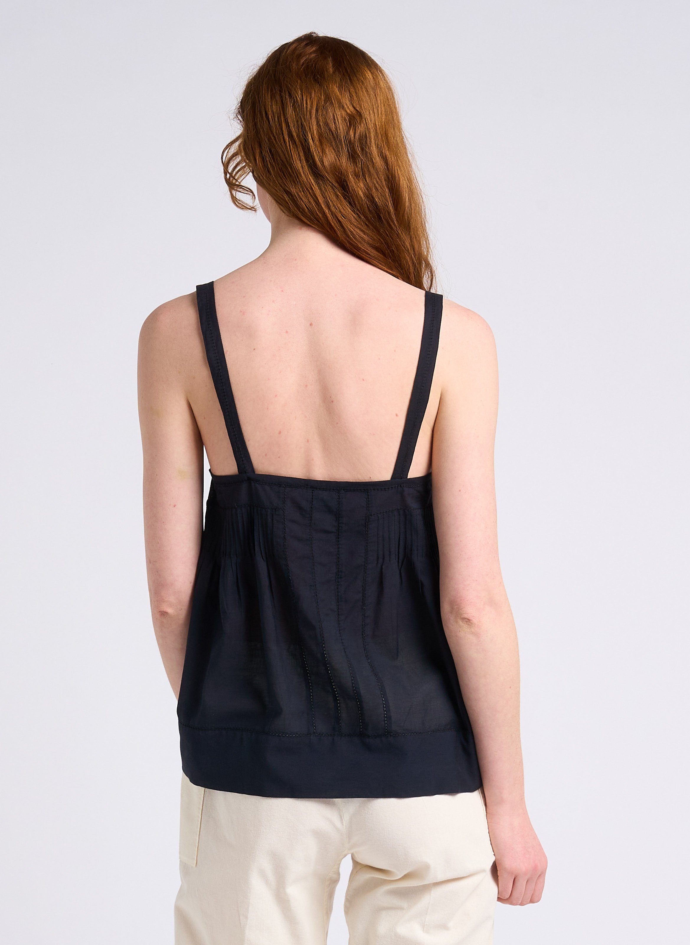 Short openwork cotton tank top SWILDENS Black